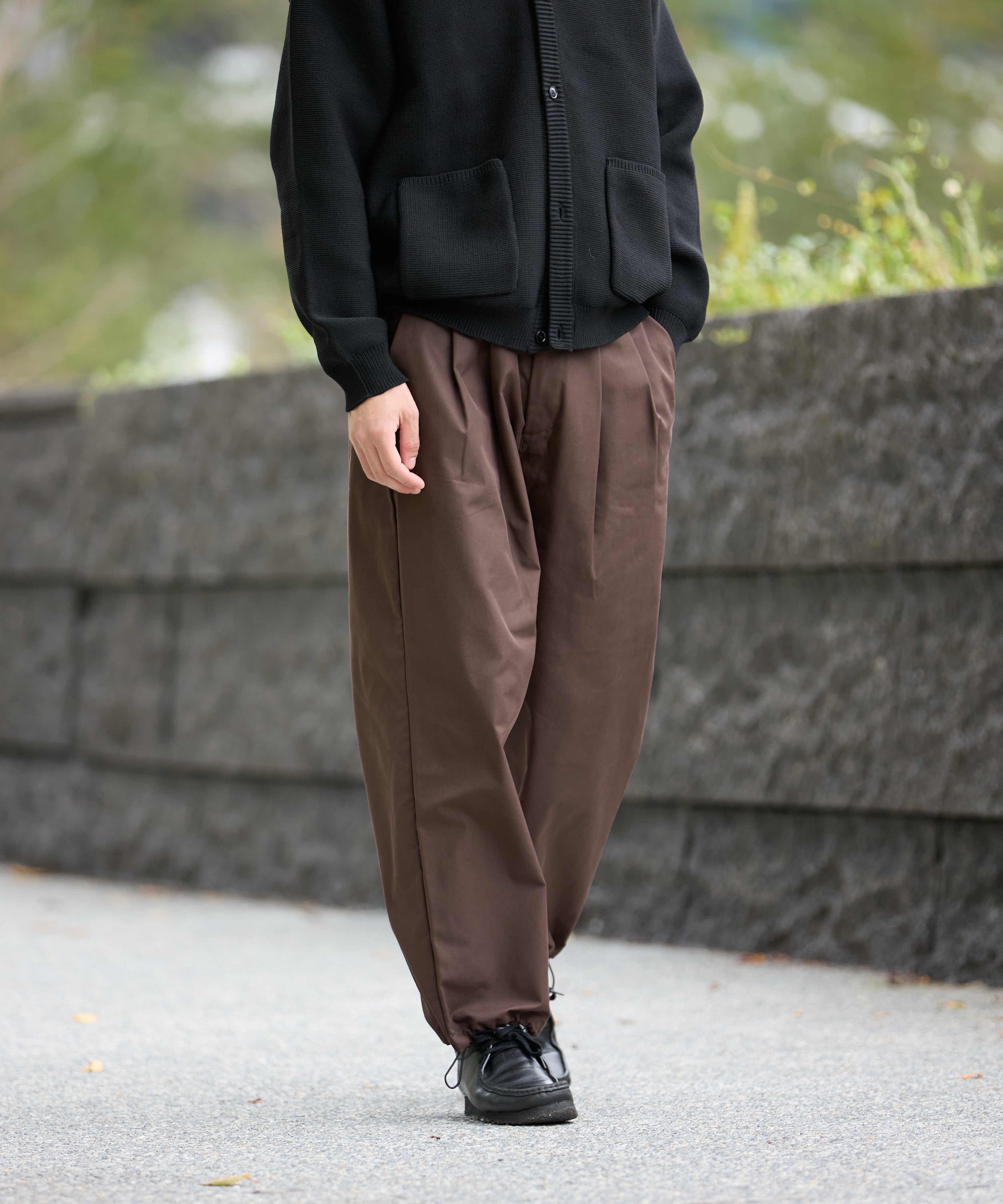 NYLON TWILL STRING PANTS【BROWN】