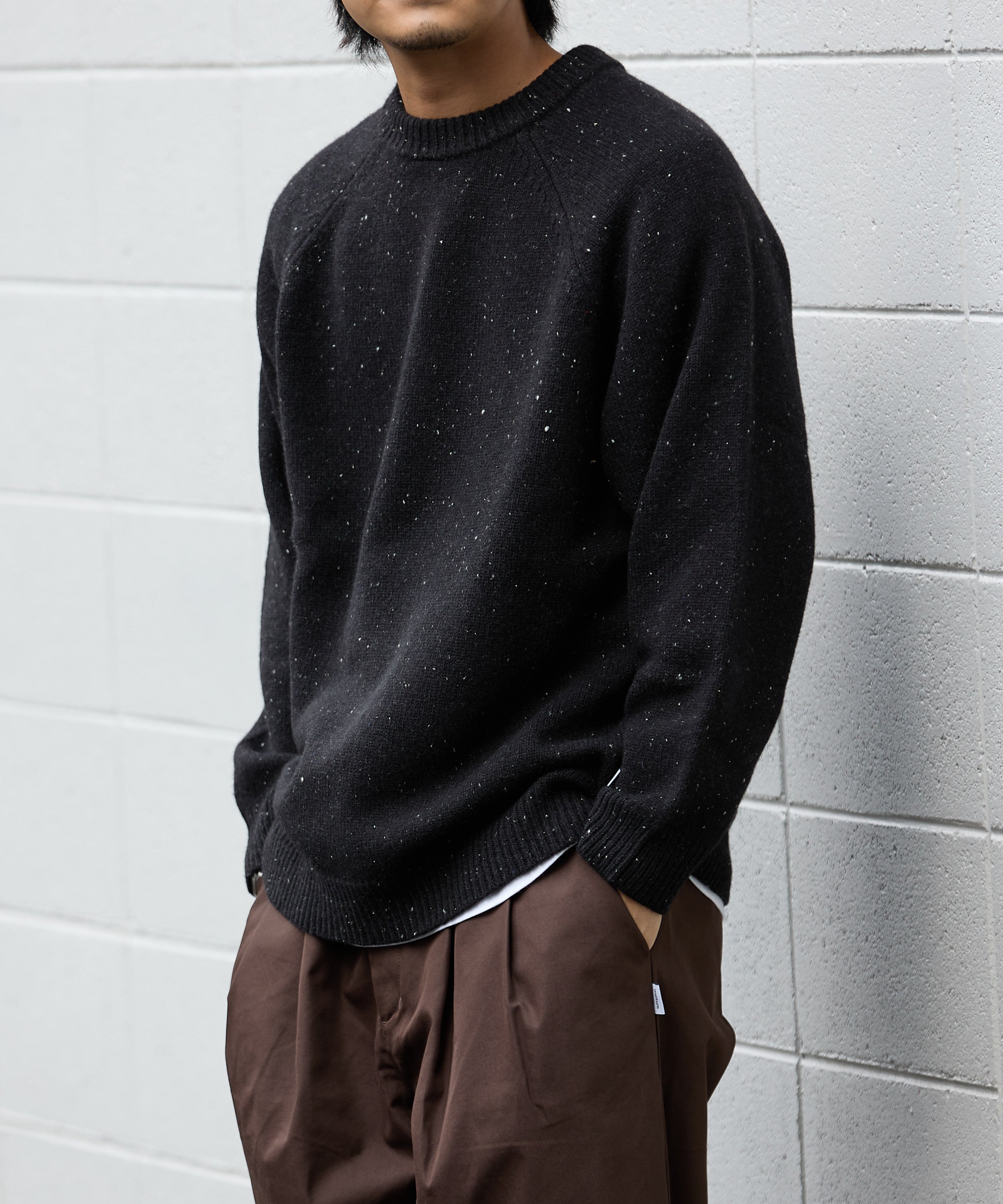 WOOL CREWNECK KNIT【BLACK】