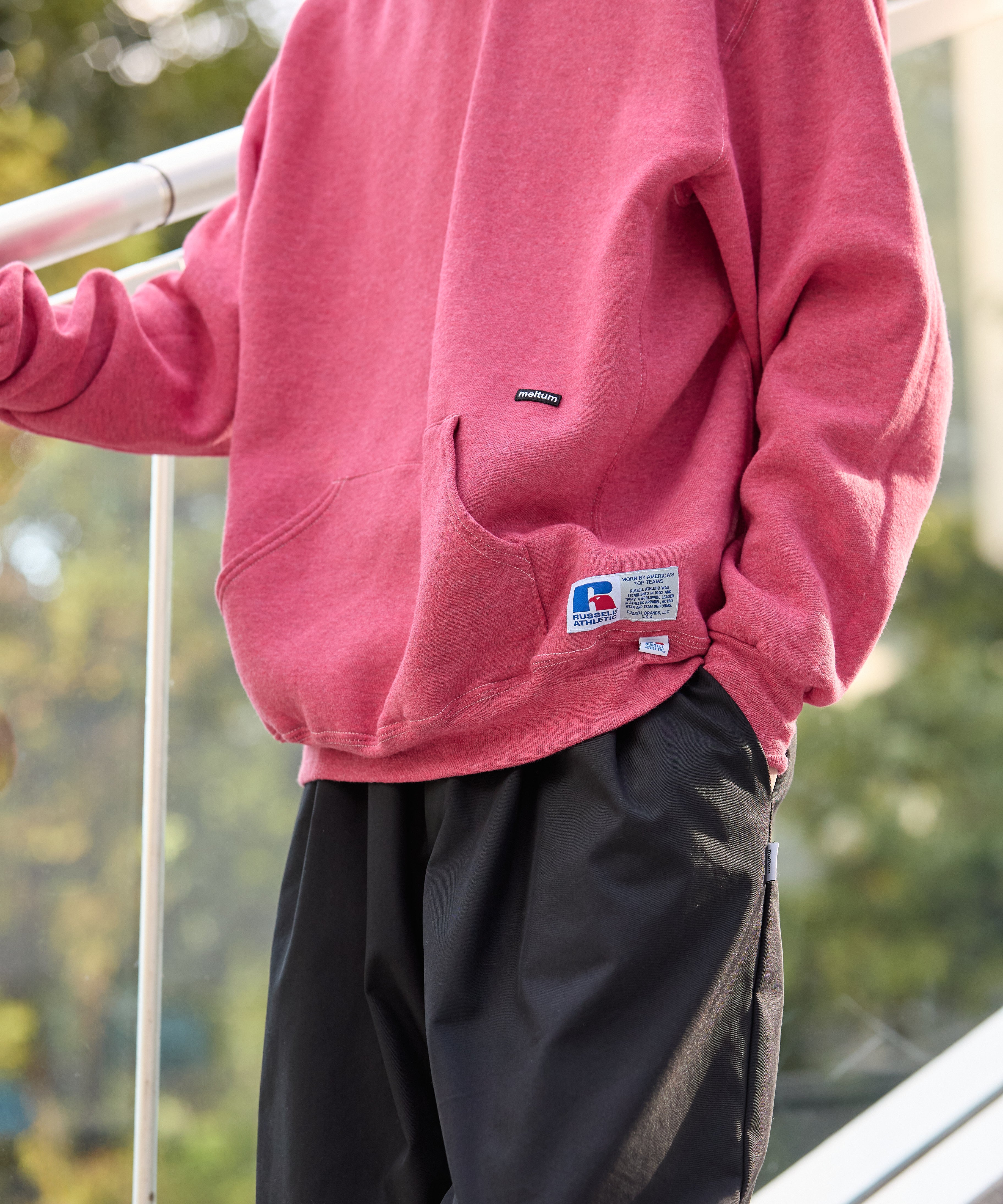 ×RUSSELL ATHLETIC STANDARD SWEAT HOODIE OVERDYE【RED】