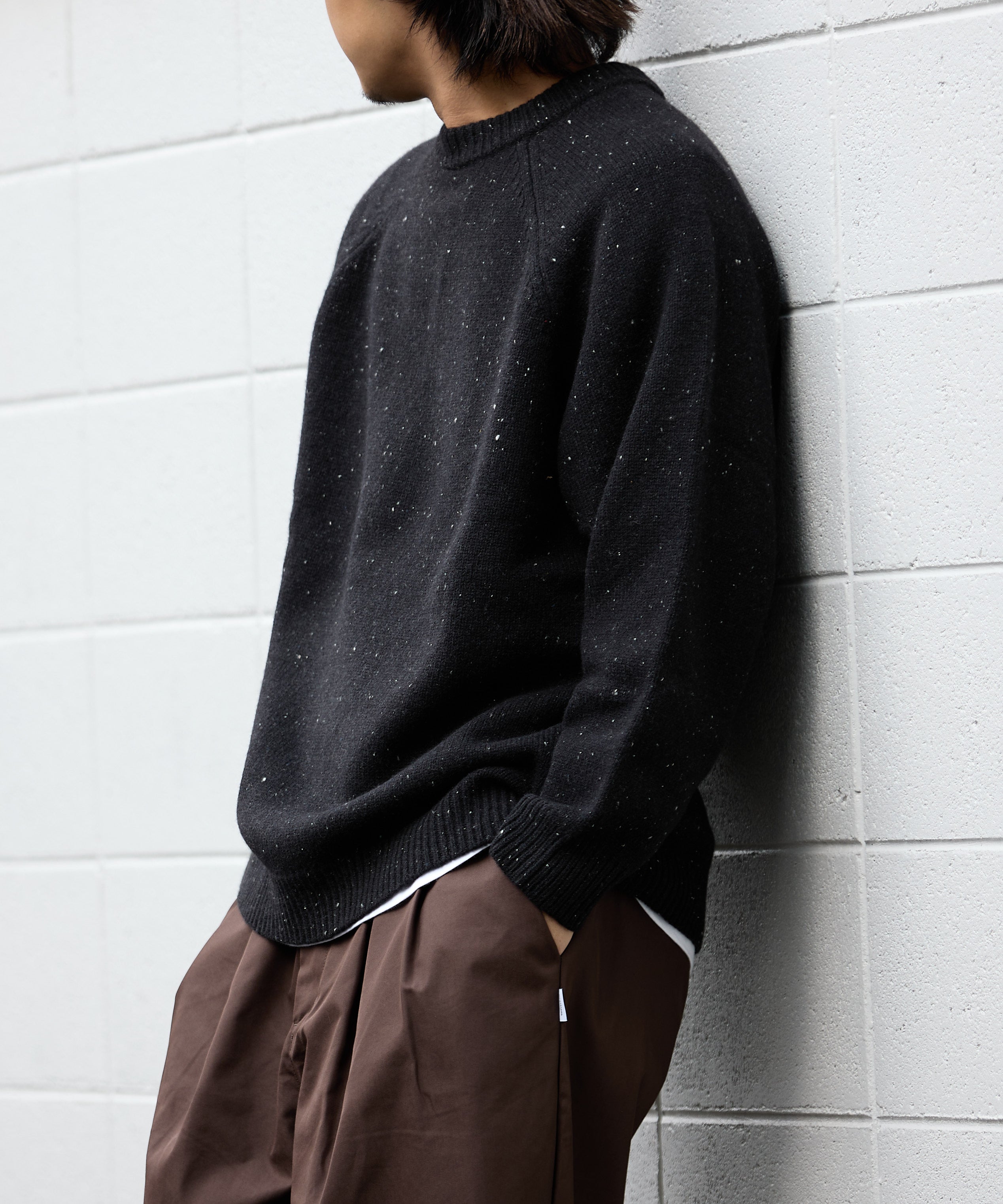 WOOL CREWNECK KNIT【BLACK】