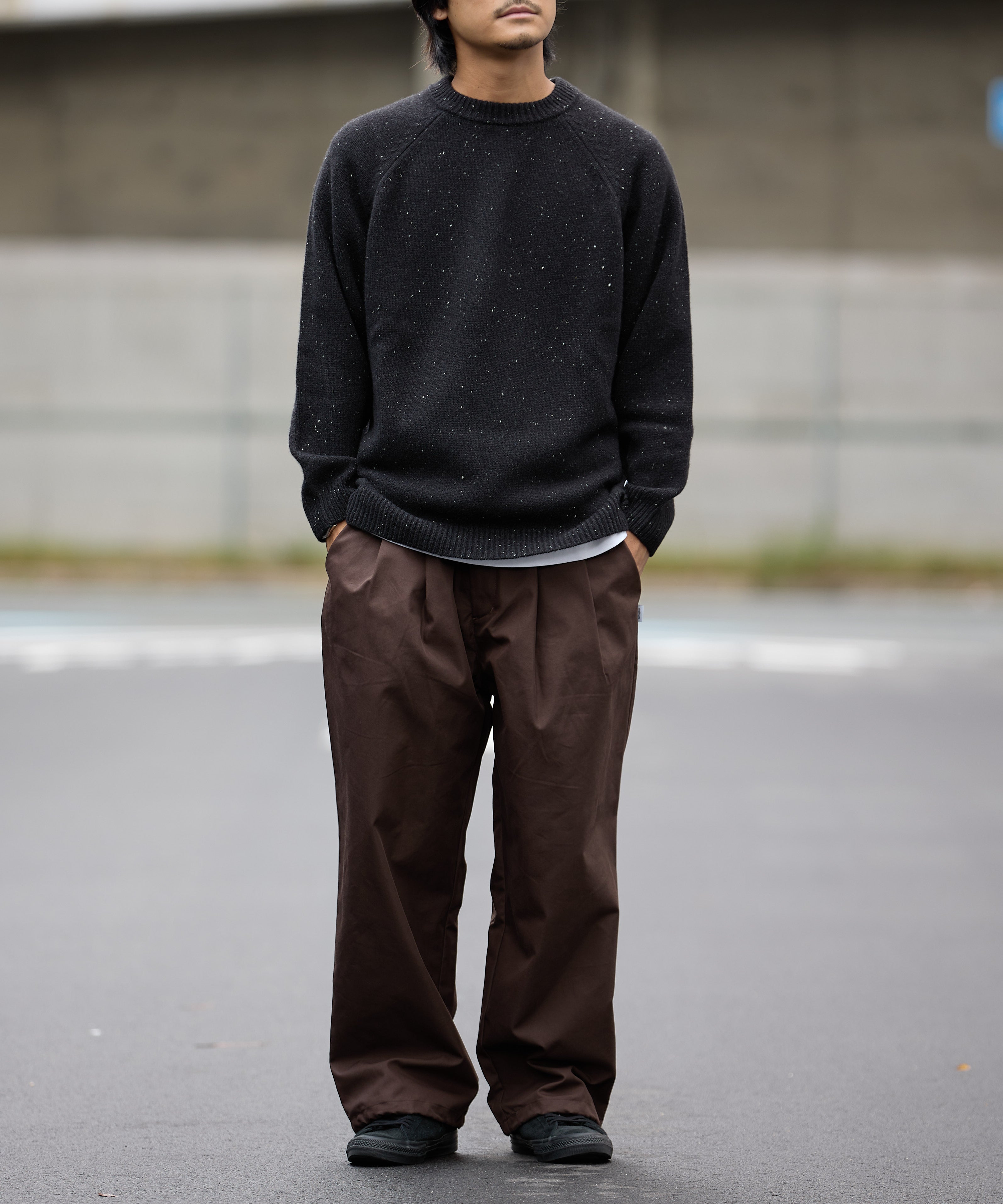 WOOL CREWNECK KNIT【BLACK】