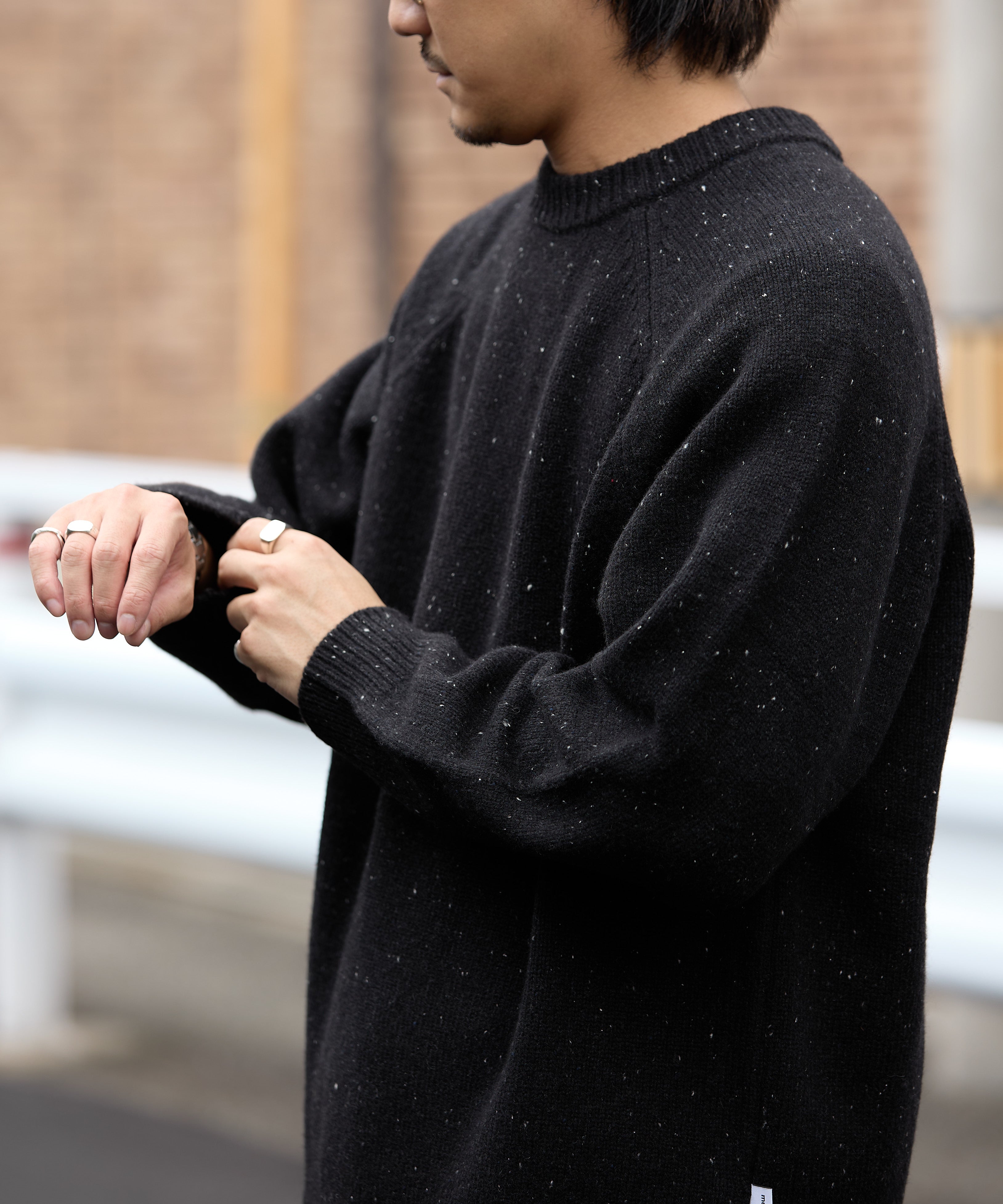 WOOL CREWNECK KNIT【BLACK】