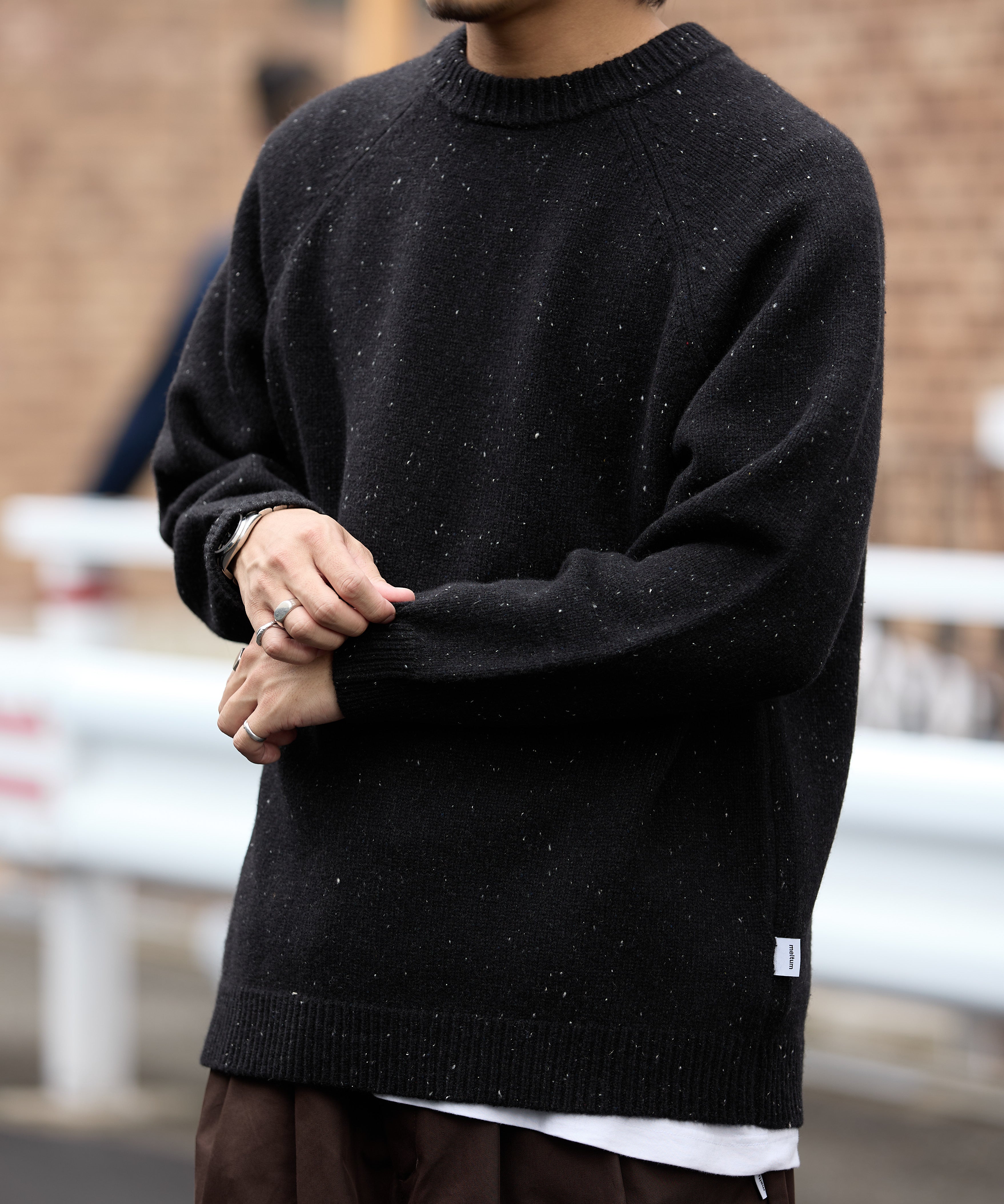 WOOL CREWNECK KNIT【BLACK】