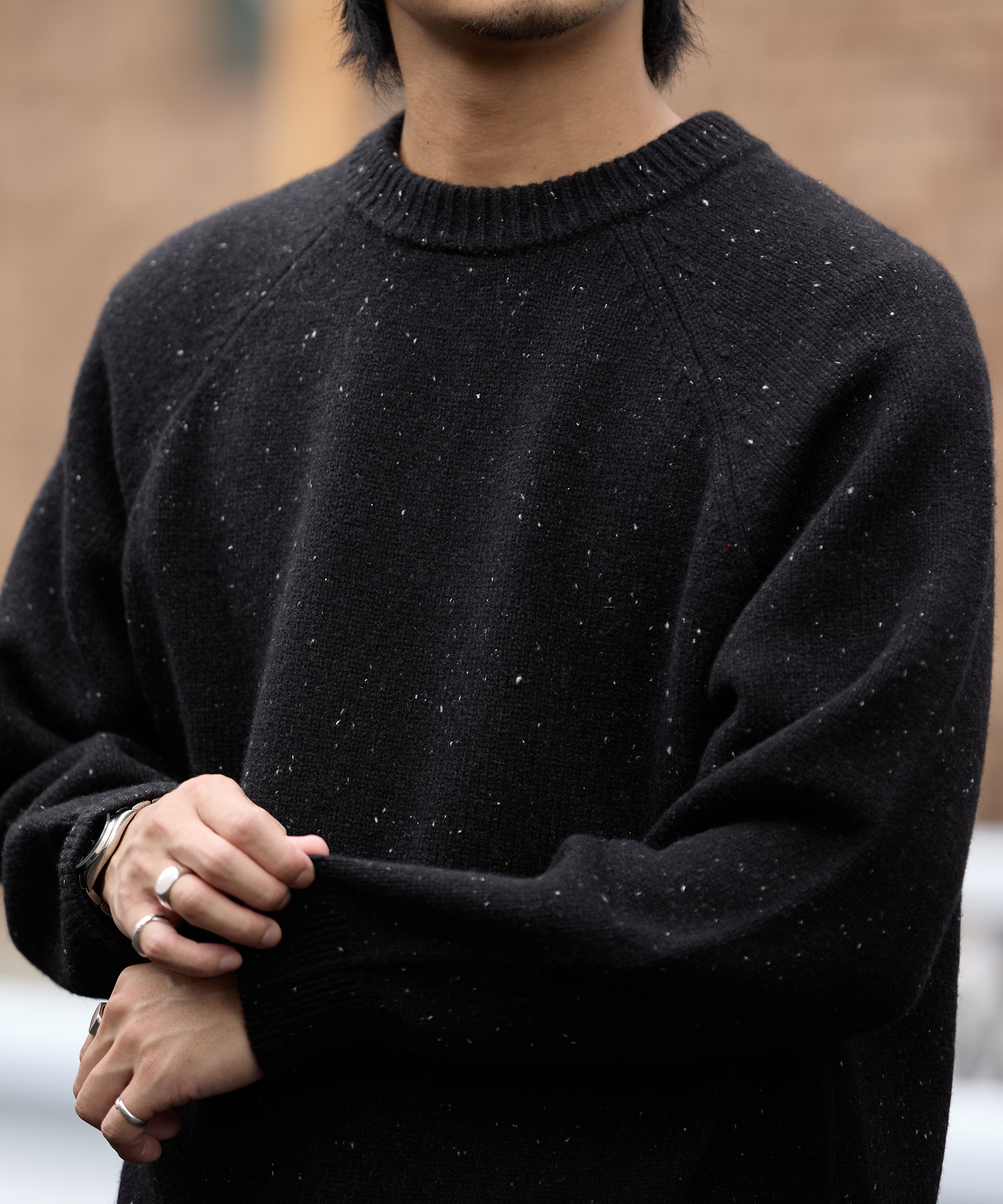 WOOL CREWNECK KNIT【BLACK】