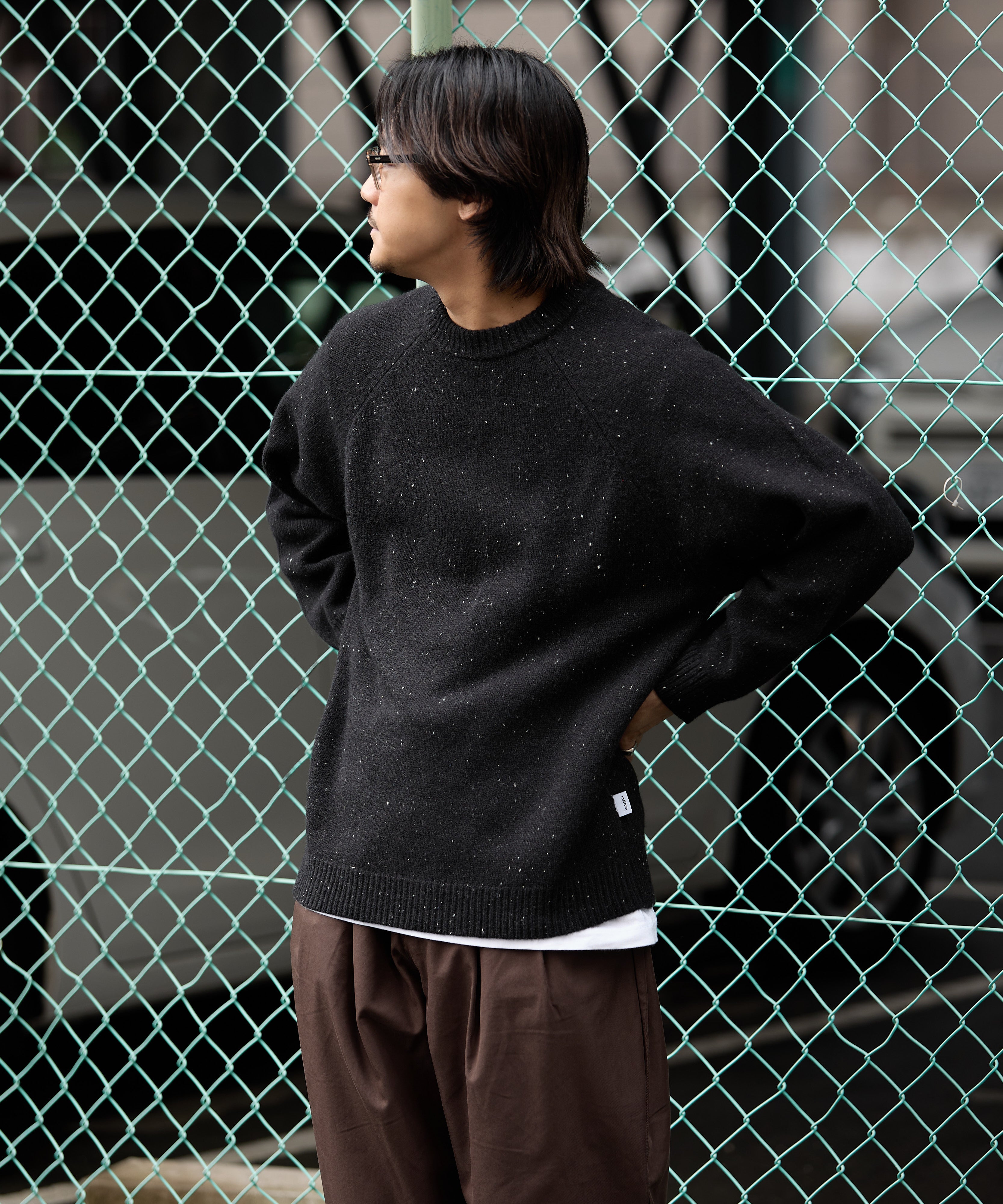 WOOL CREWNECK KNIT【BLACK】