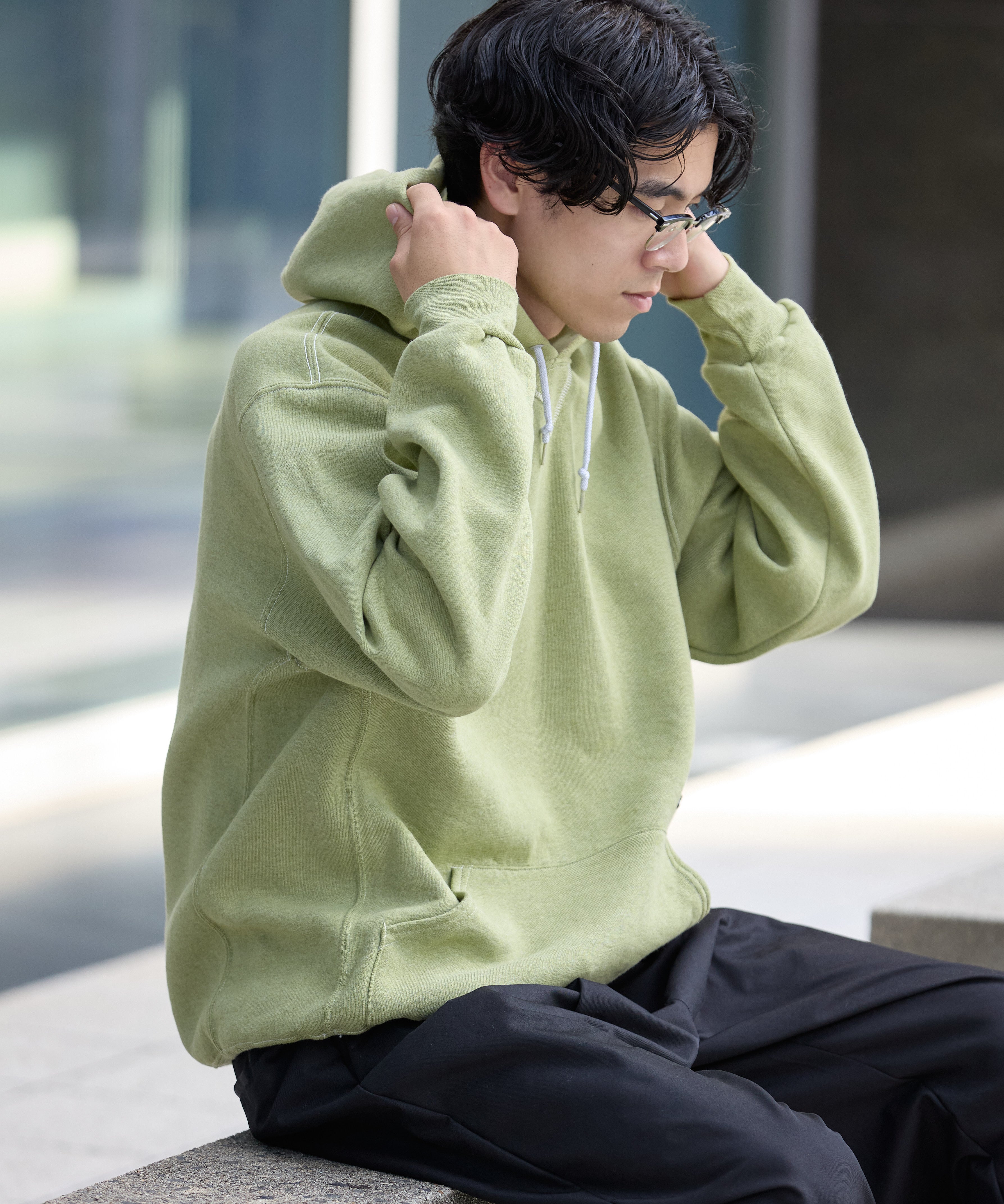 ×RUSSELL ATHLETIC STANDARD SWEAT HOODIE OVERDYE【GREEN】