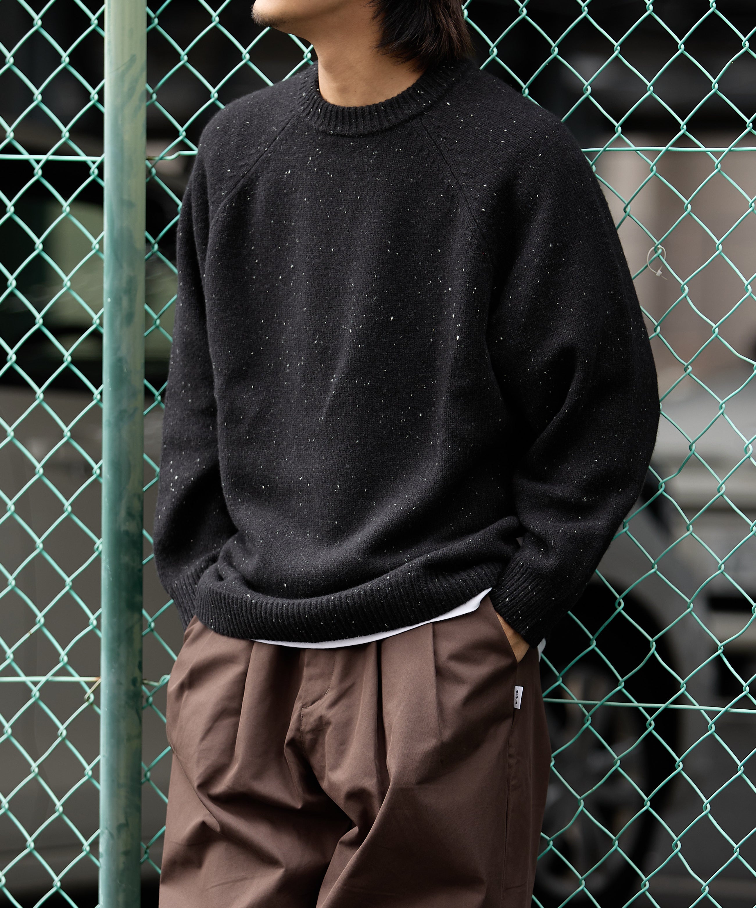 WOOL CREWNECK KNIT【BLACK】