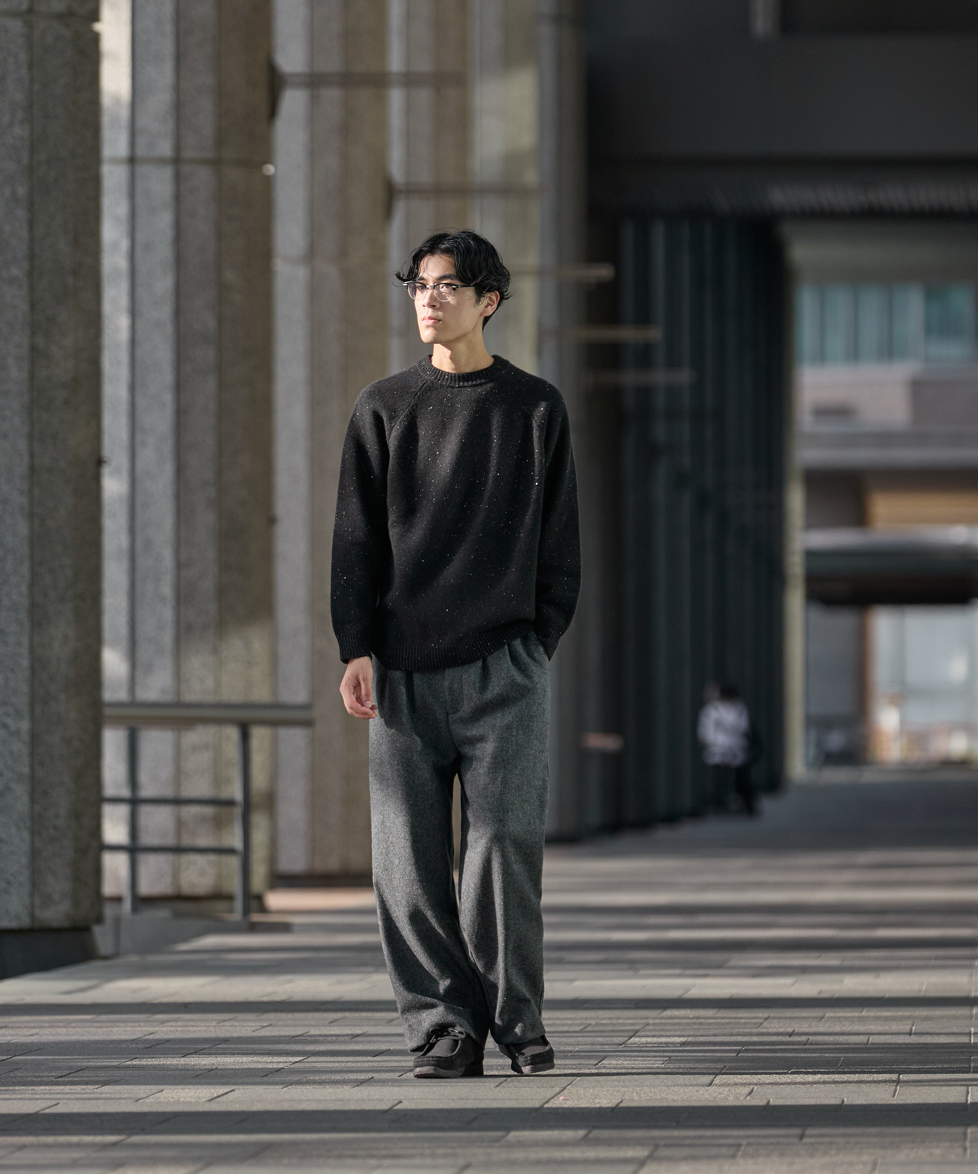 WOOL CREWNECK KNIT【BLACK】