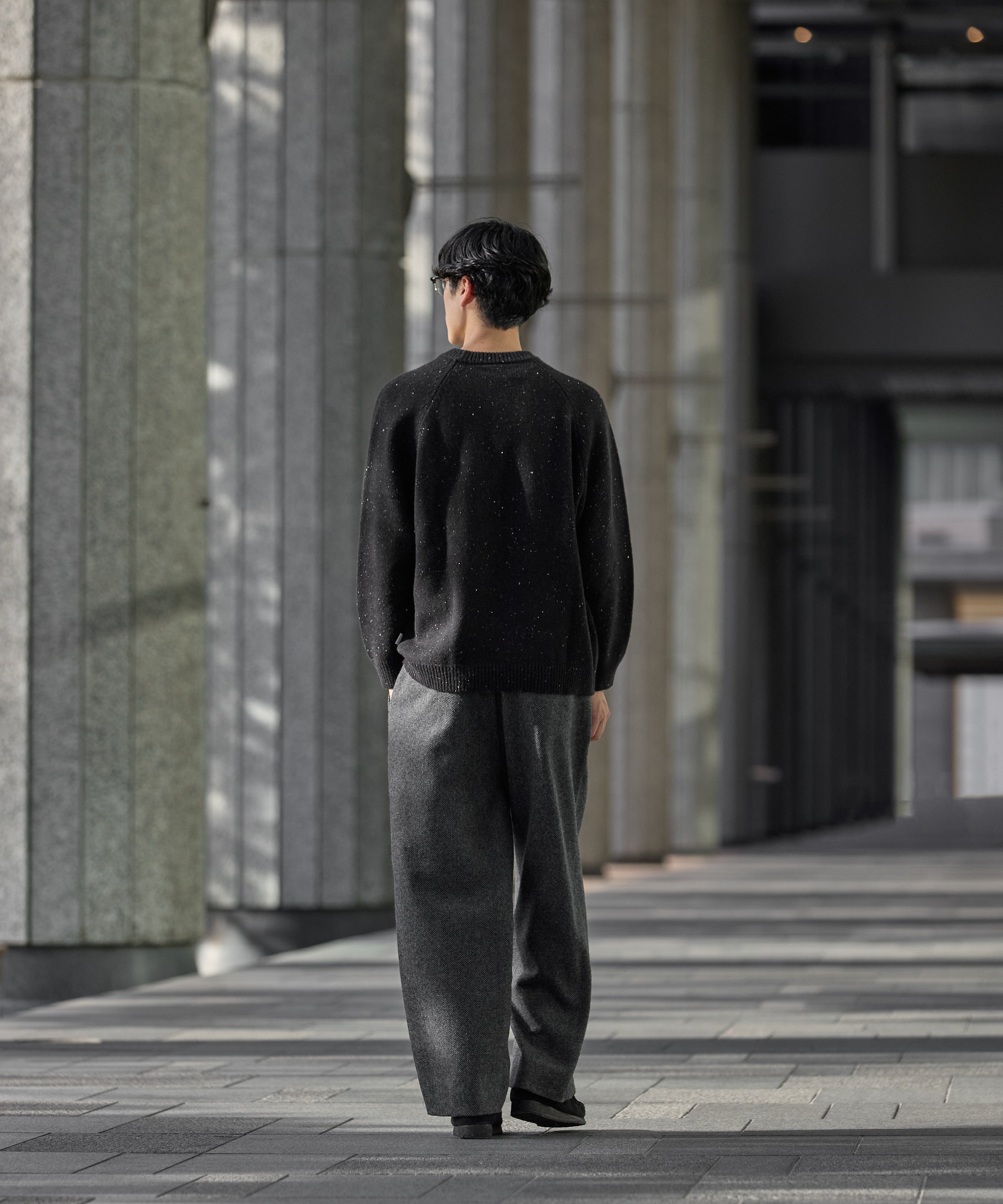 TWEED WIDE SLACKS【BLACK】