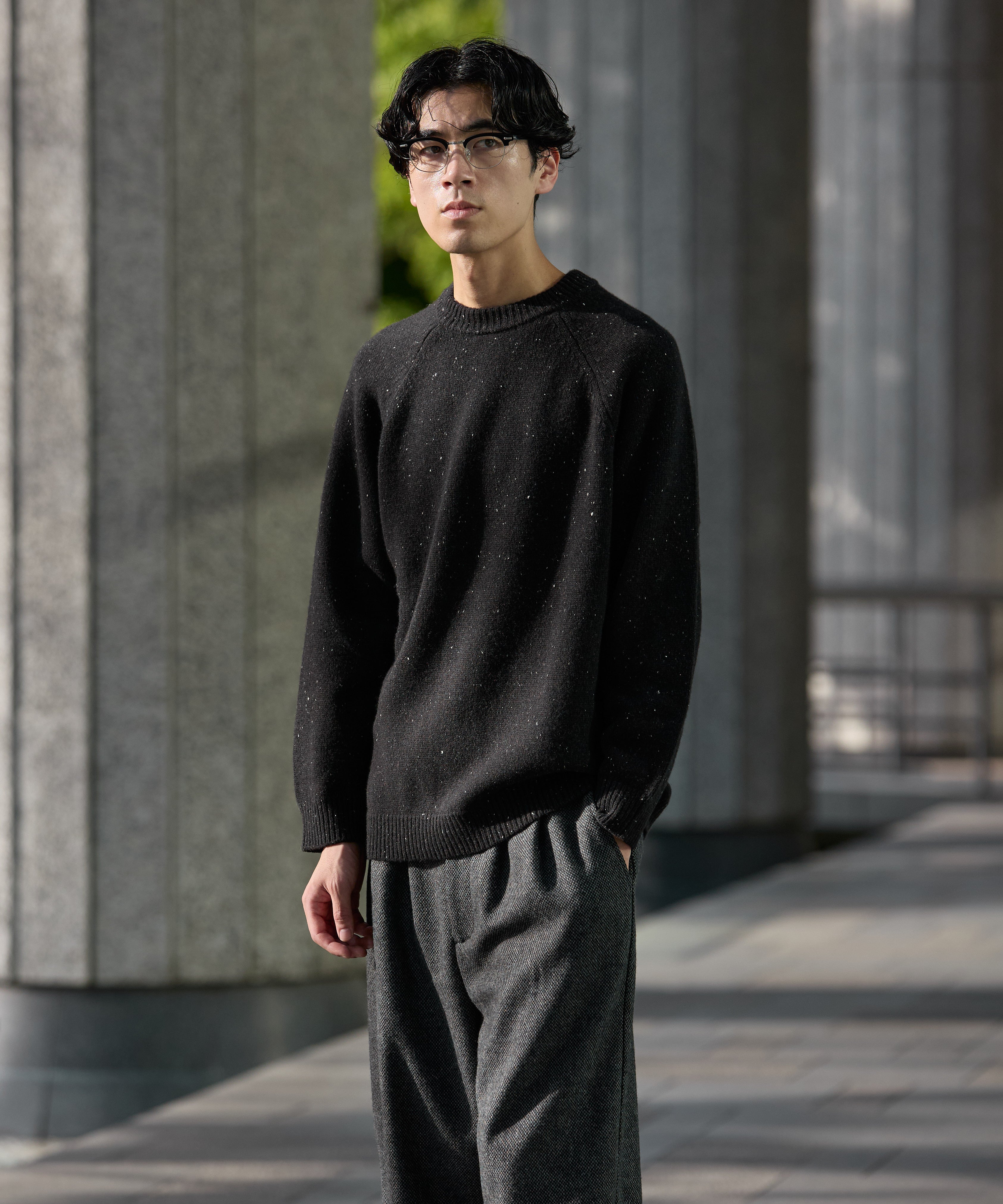 WOOL CREWNECK KNIT【BLACK】