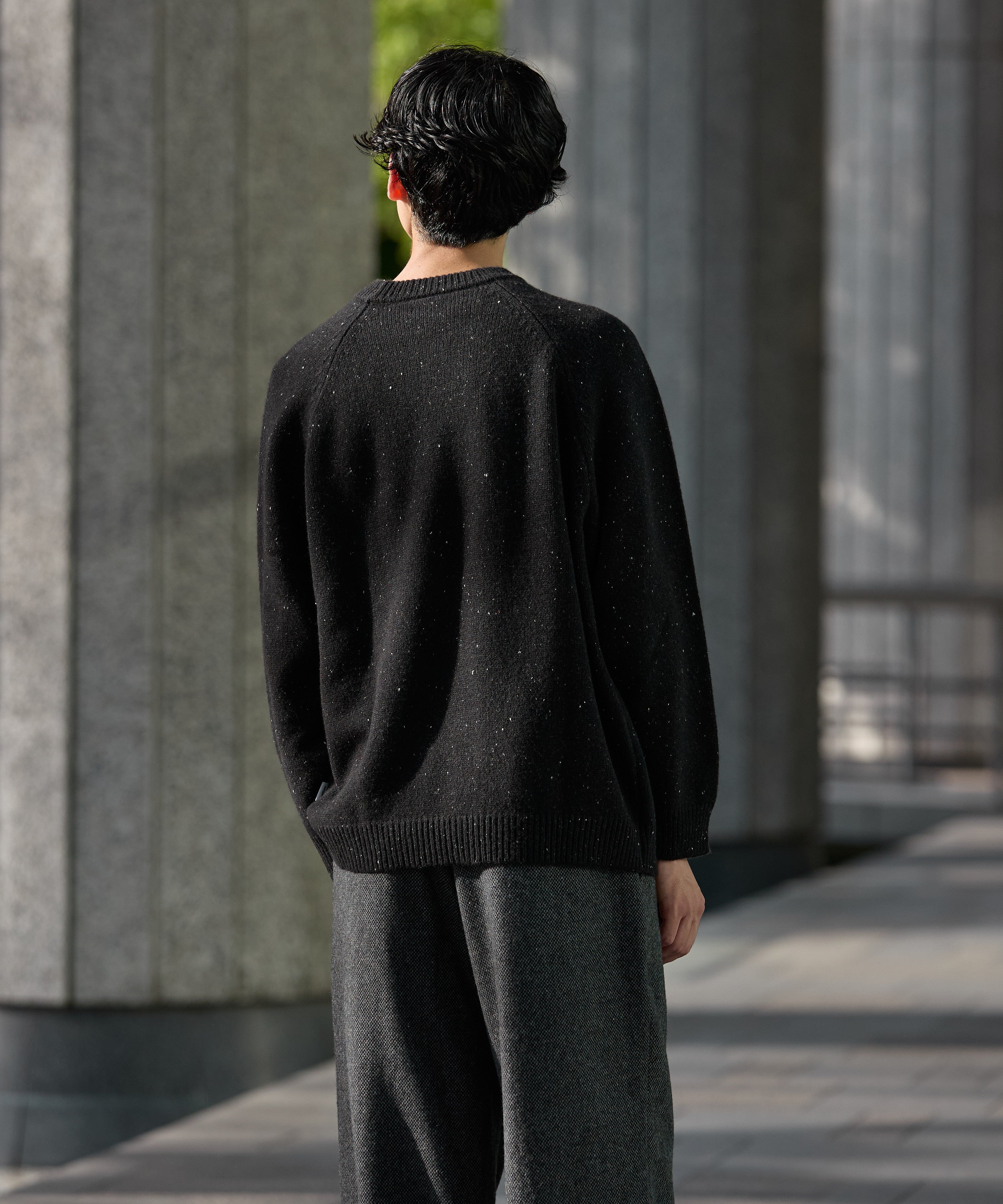 WOOL CREWNECK KNIT【BLACK】