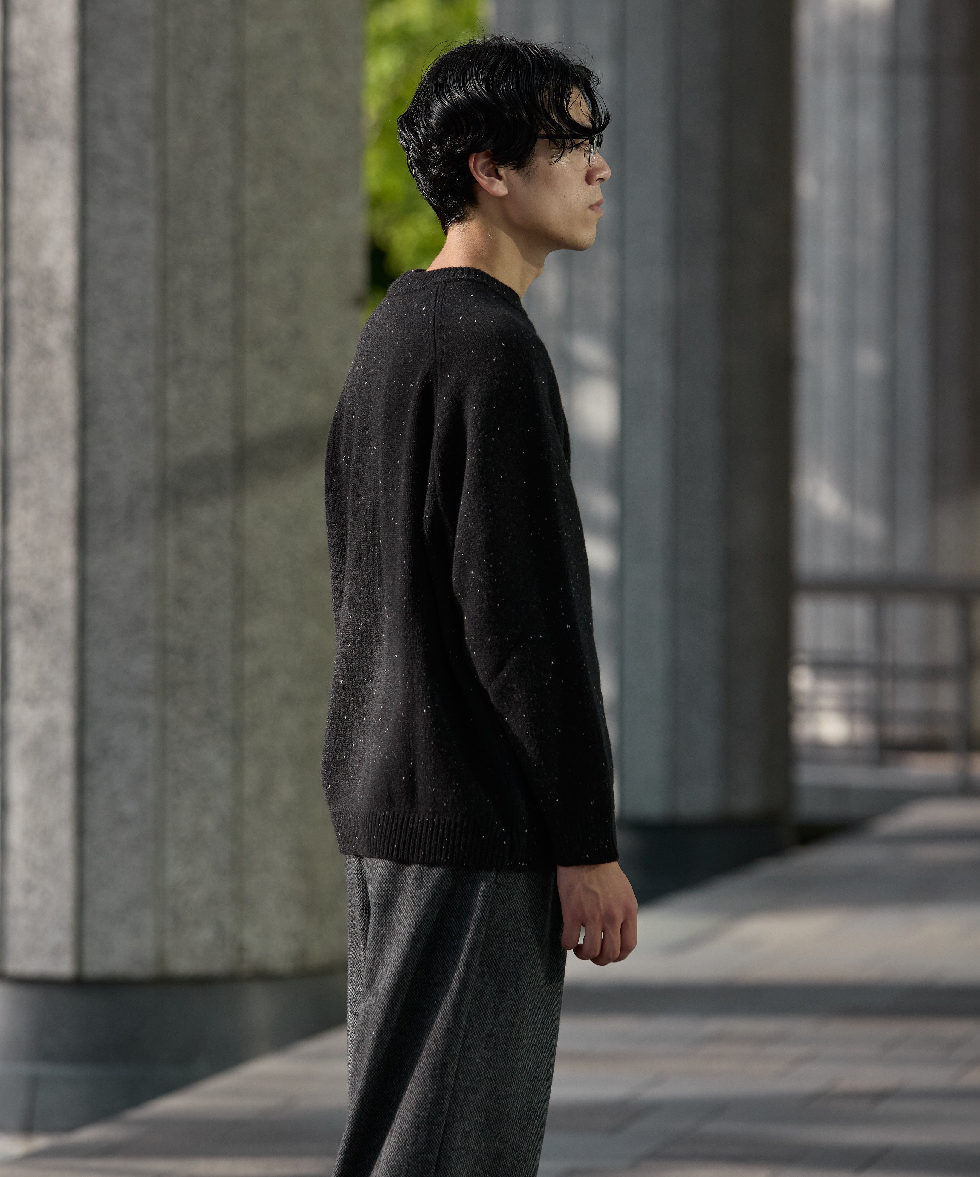 WOOL CREWNECK KNIT【BLACK】