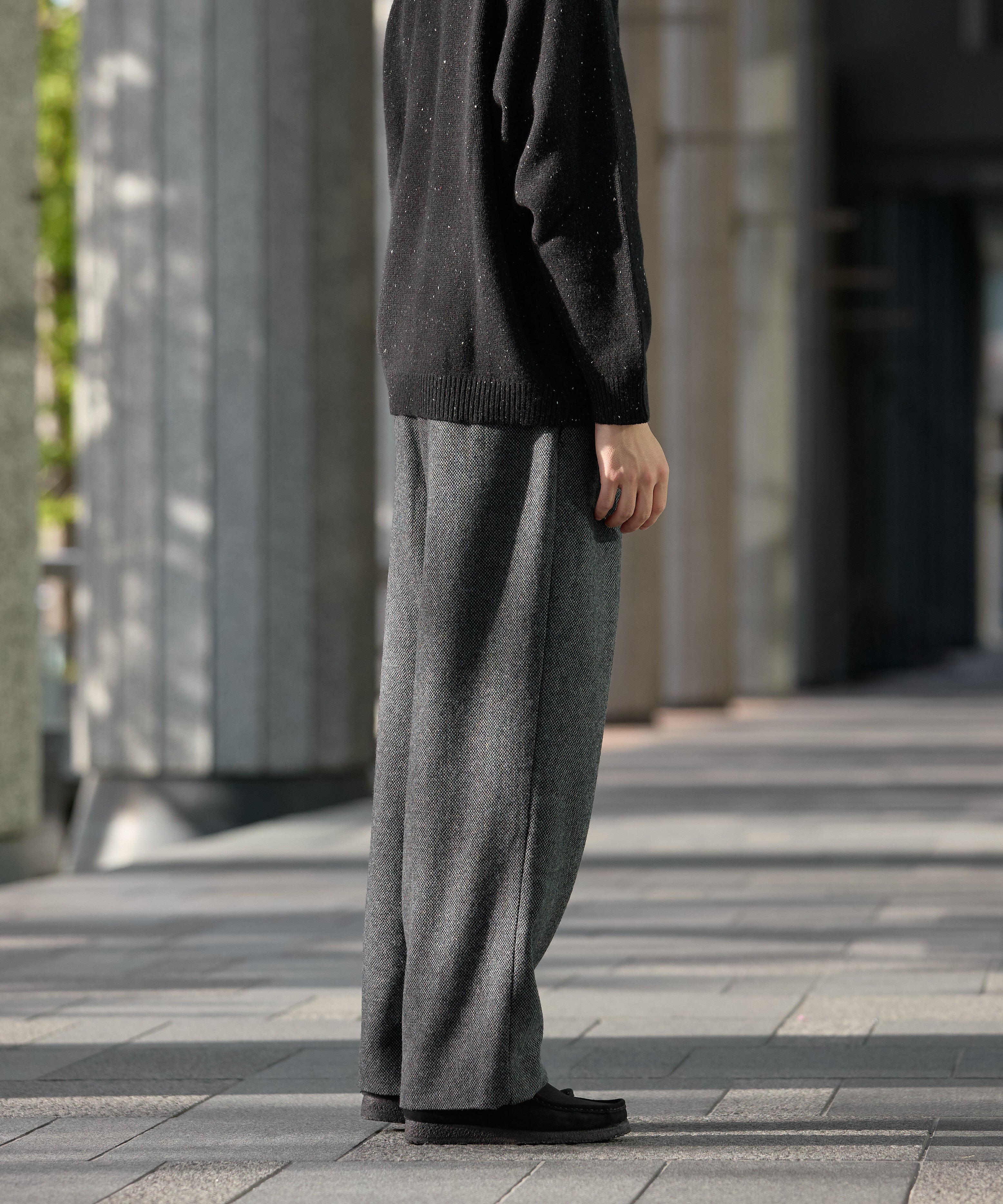 TWEED WIDE SLACKS【BLACK】