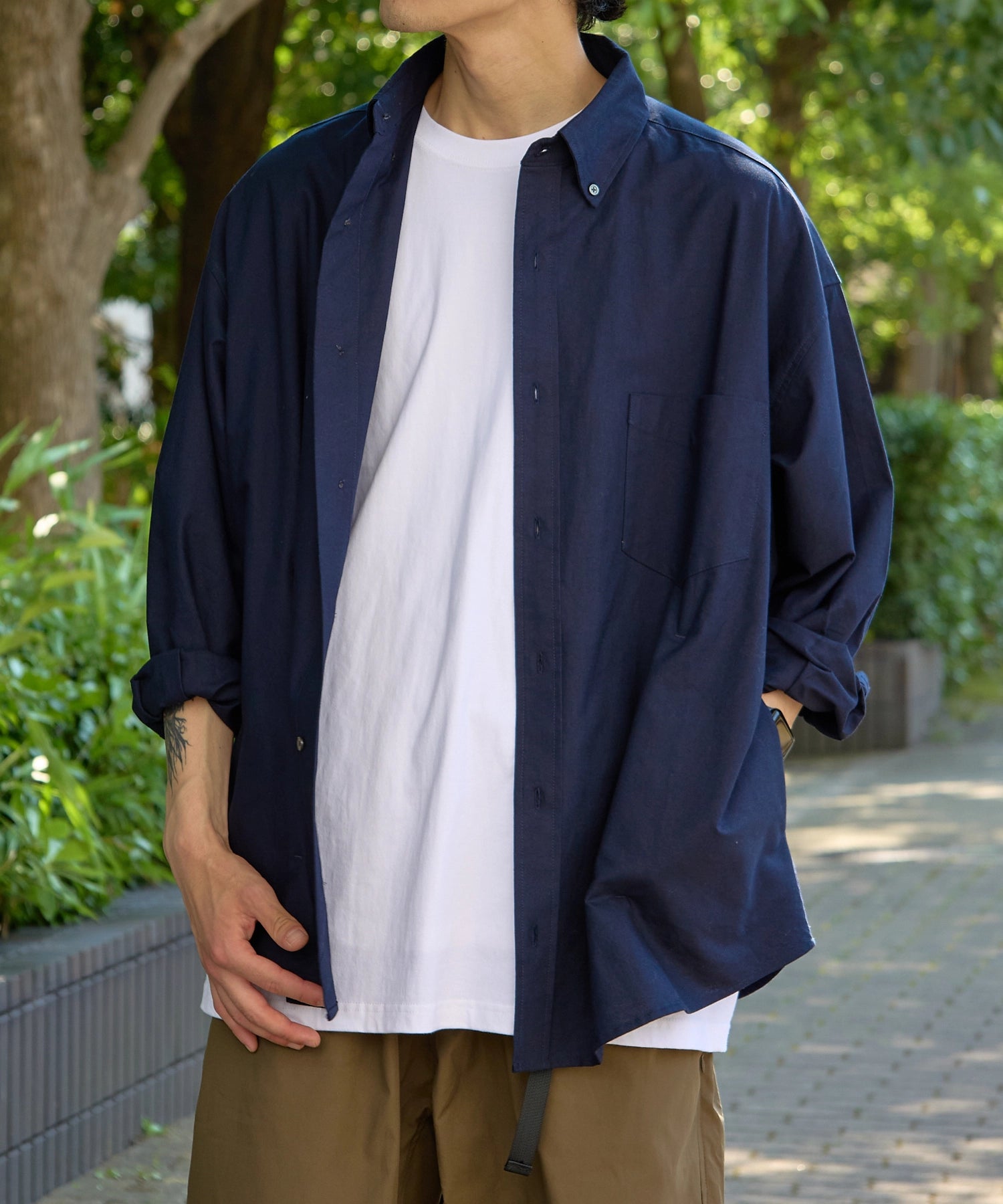 OVERSIZED B.D SHIRT【NAVY】