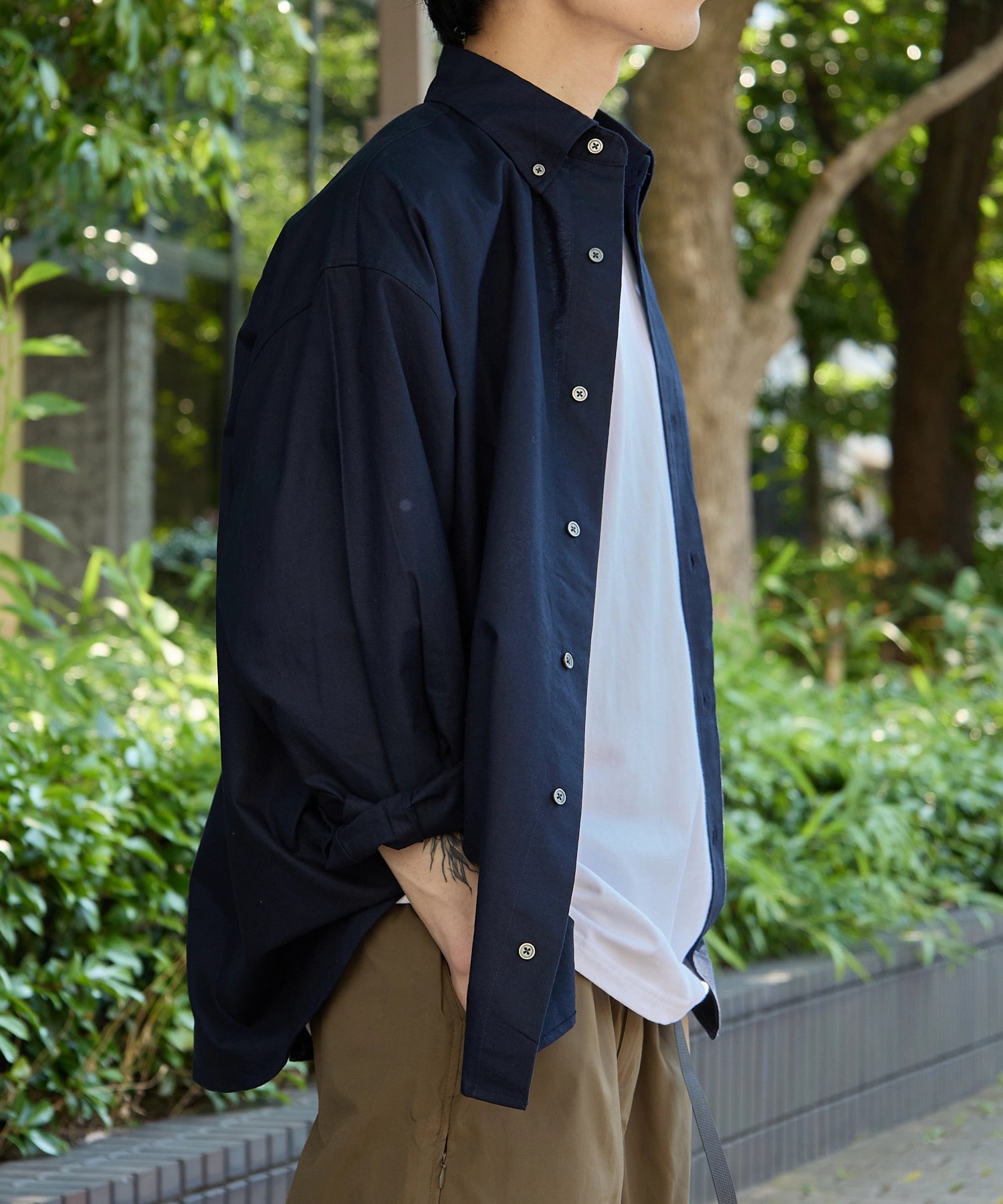 OVERSIZED B.D SHIRT【NAVY】