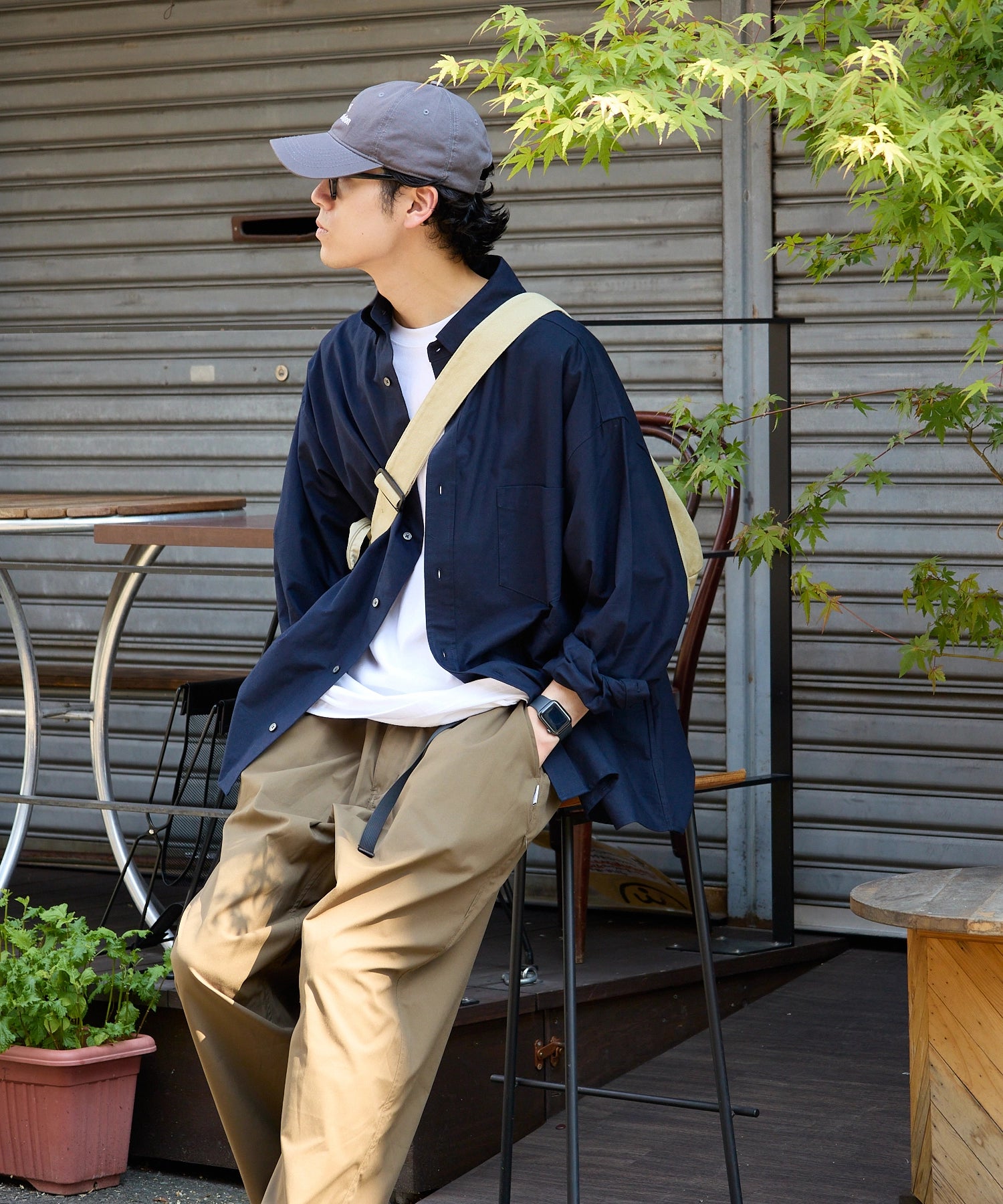 OVERSIZED B.D SHIRT【NAVY】