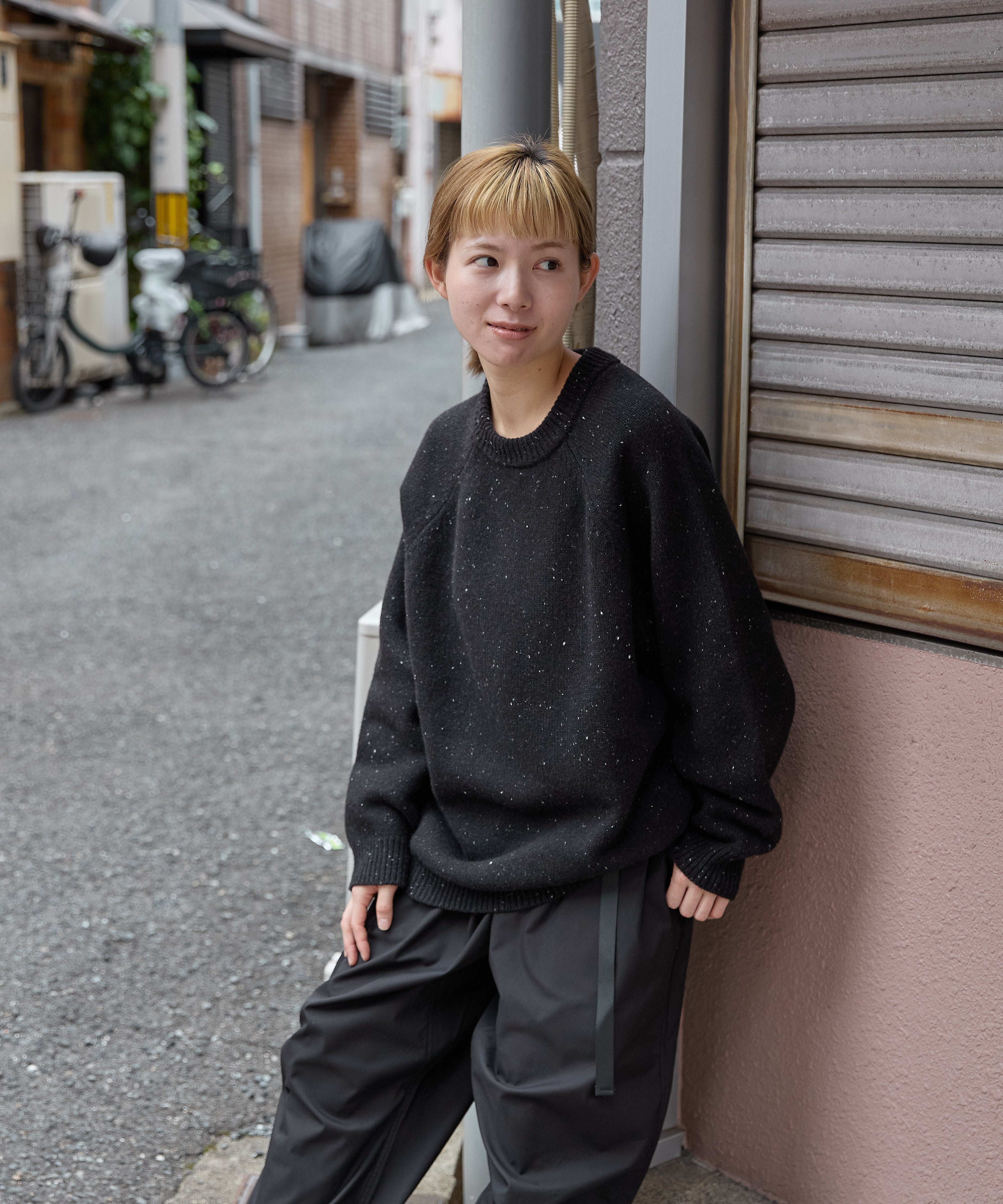 WOOL CREWNECK KNIT【BLACK】