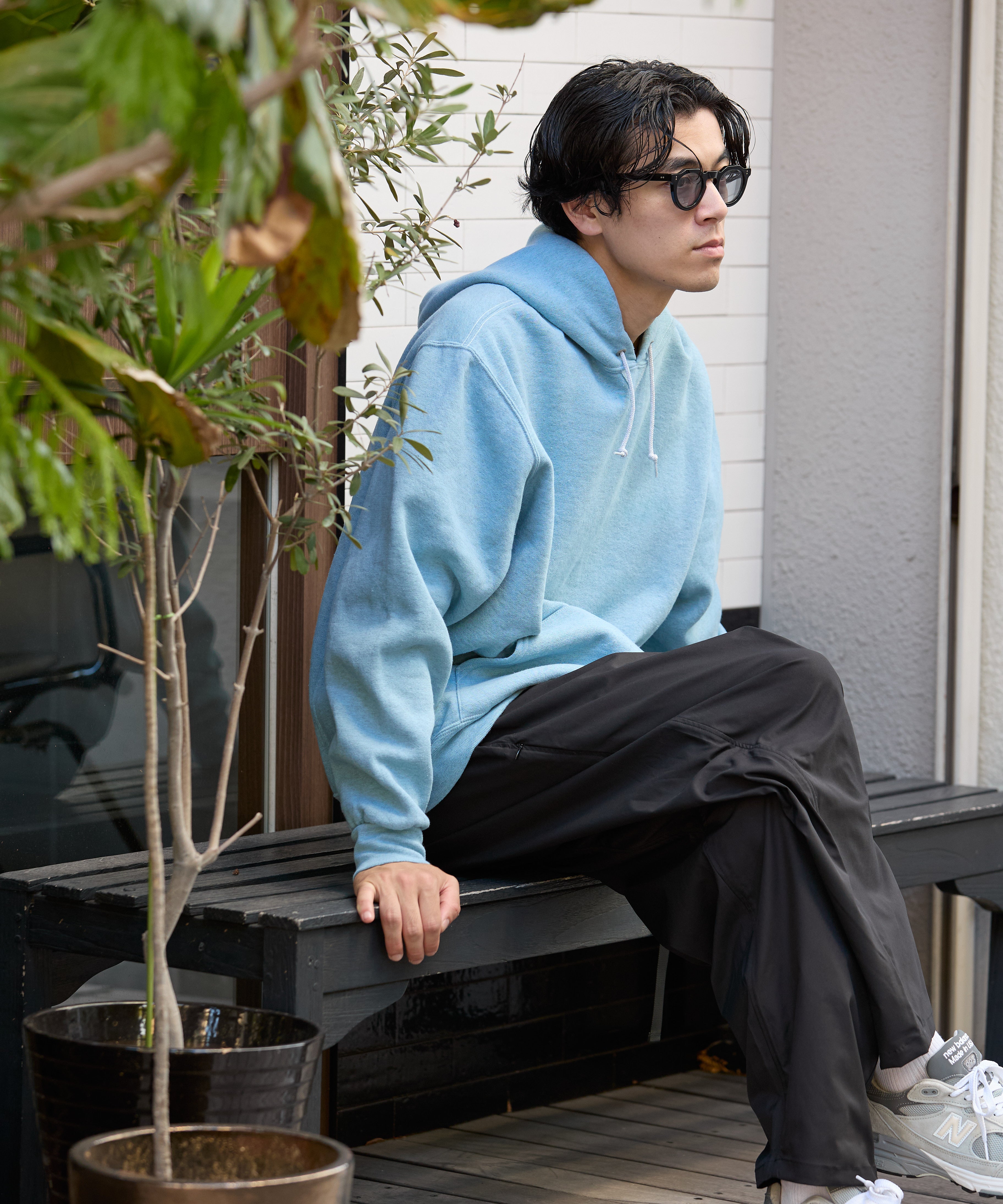 ×RUSSELL ATHLETIC STANDARD SWEAT HOODIE OVERDYE【SAX】