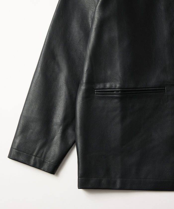 SYNTHETIC LEATHER HALF COAT