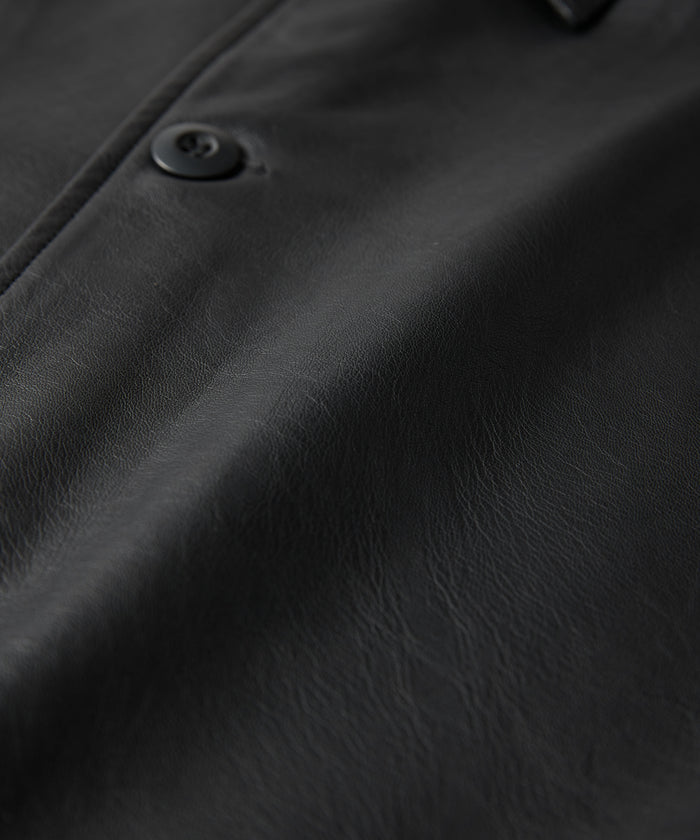 SYNTHETIC LEATHER HALF COAT