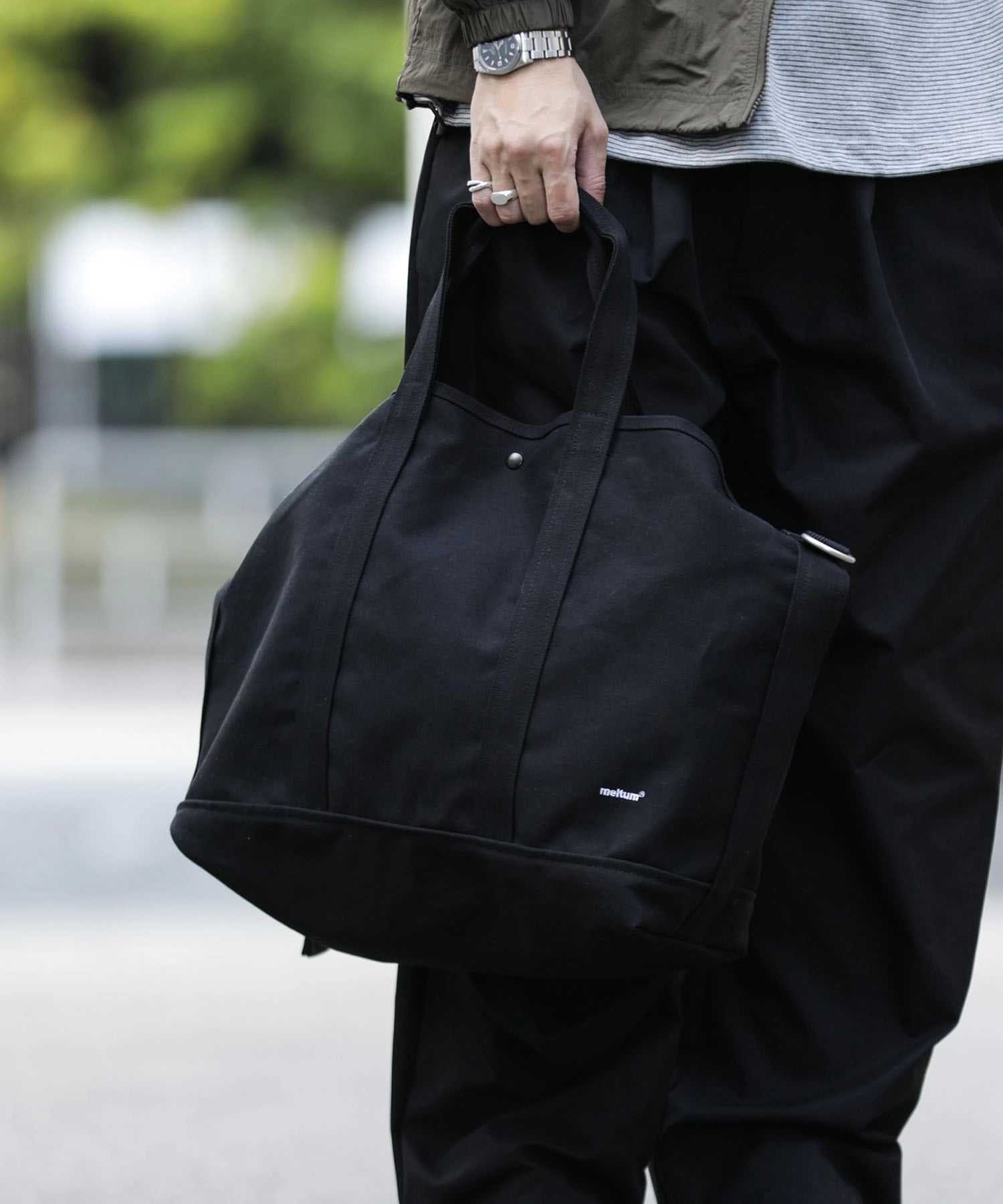 2WAY CANVAS TOTE  BAG【BLACK】