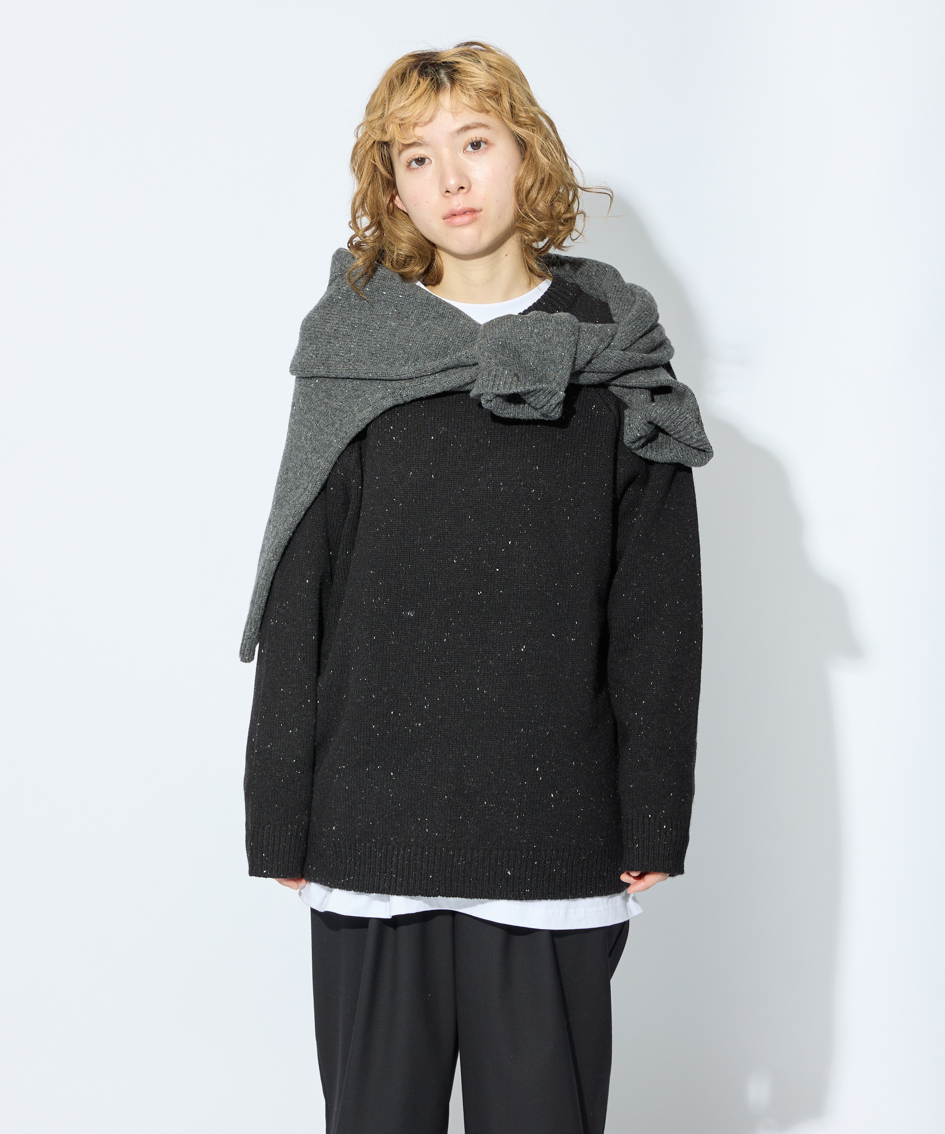 WOOL CREWNECK KNIT【BLACK】