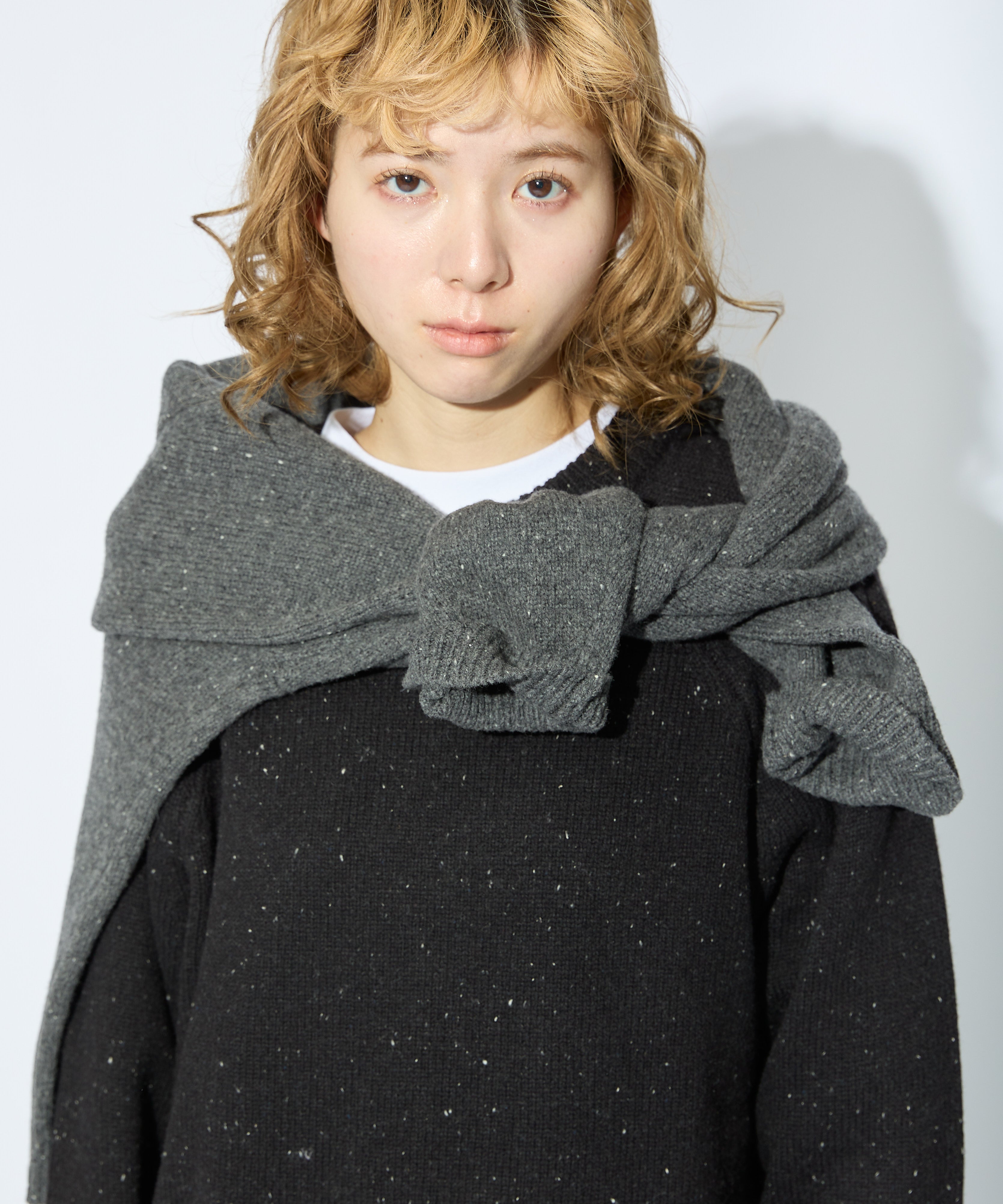 WOOL CREWNECK KNIT【BLACK】