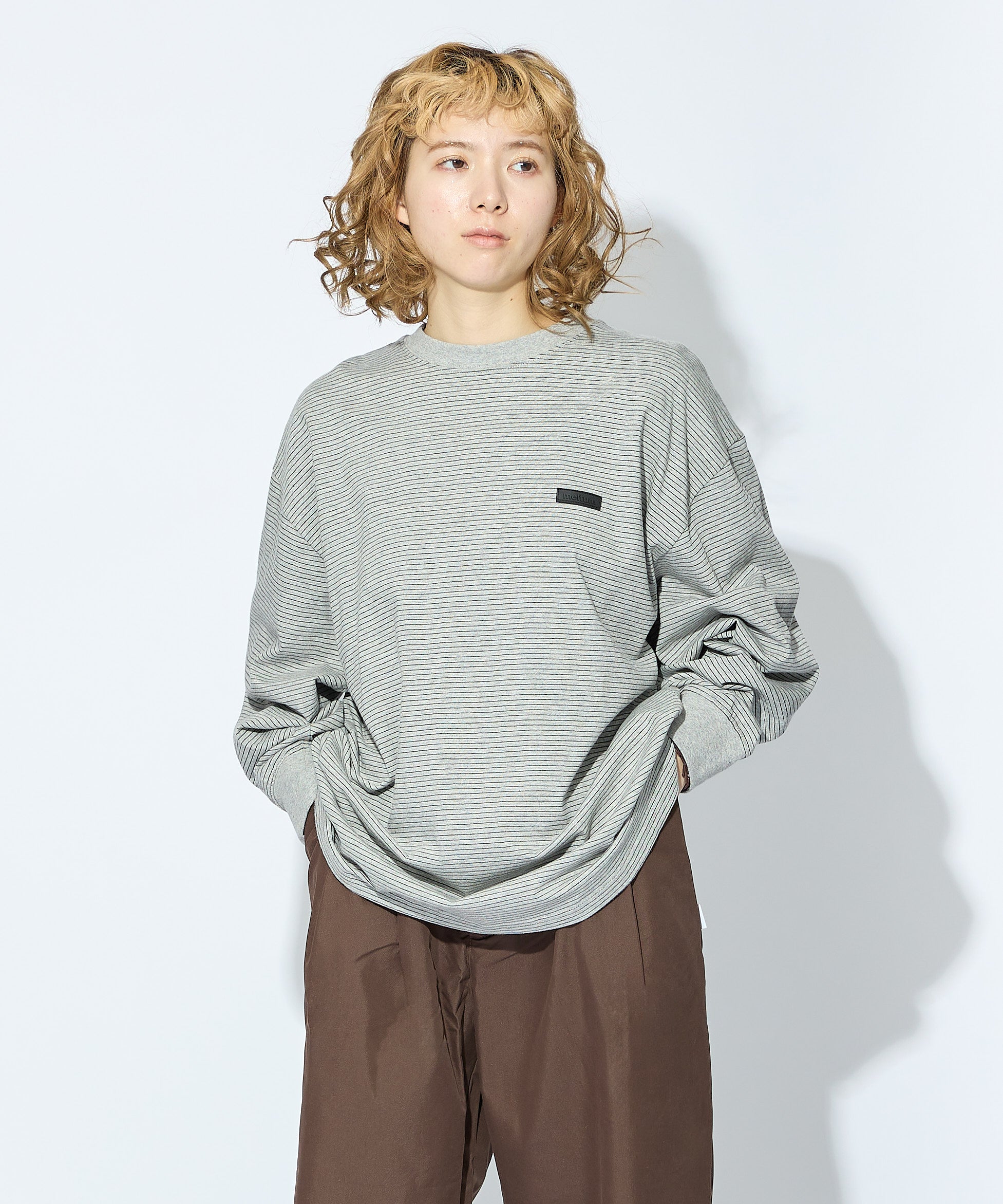 BORDER L/S T-SHIRT【GREY】