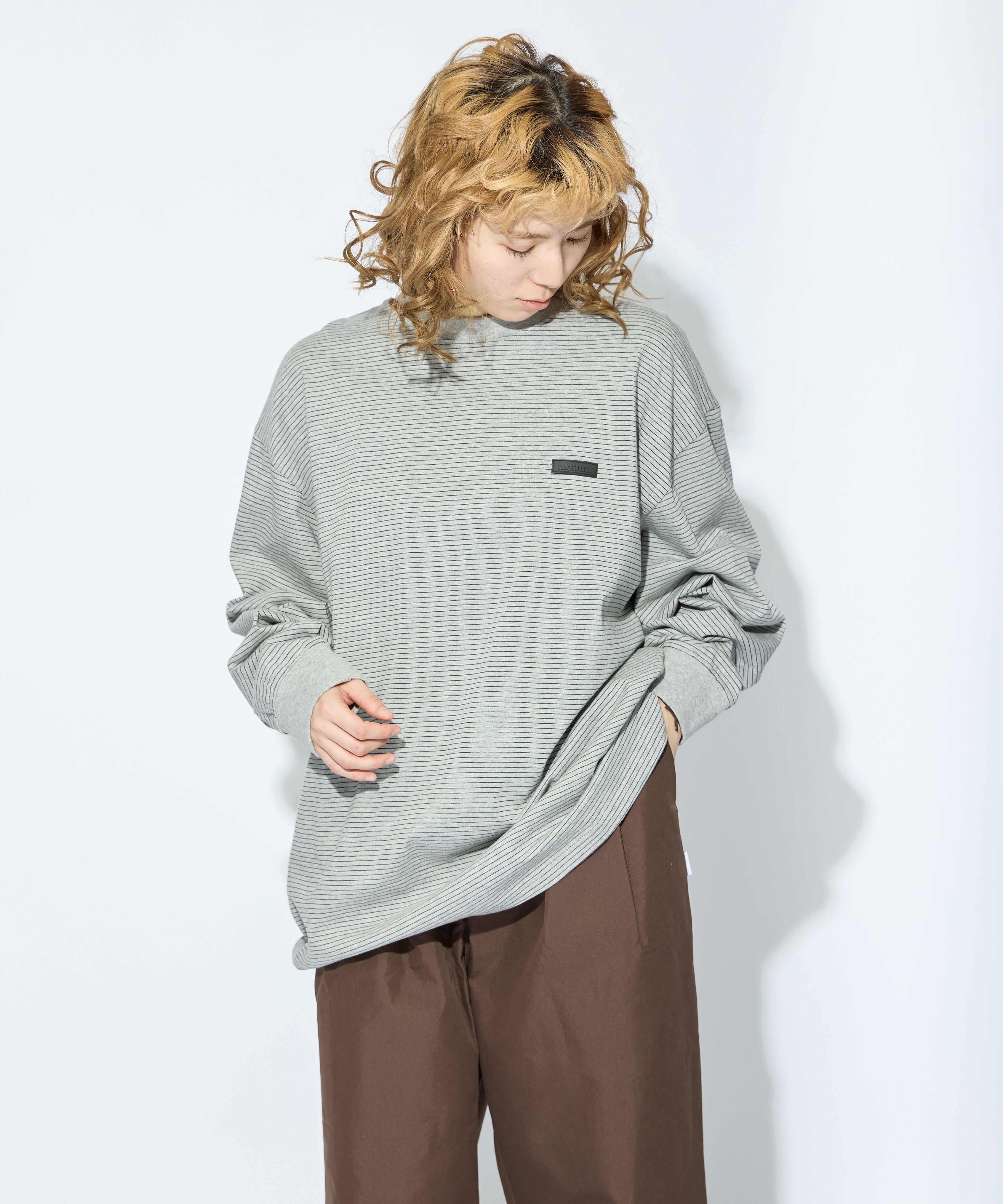 BORDER L/S T-SHIRT【GREY】