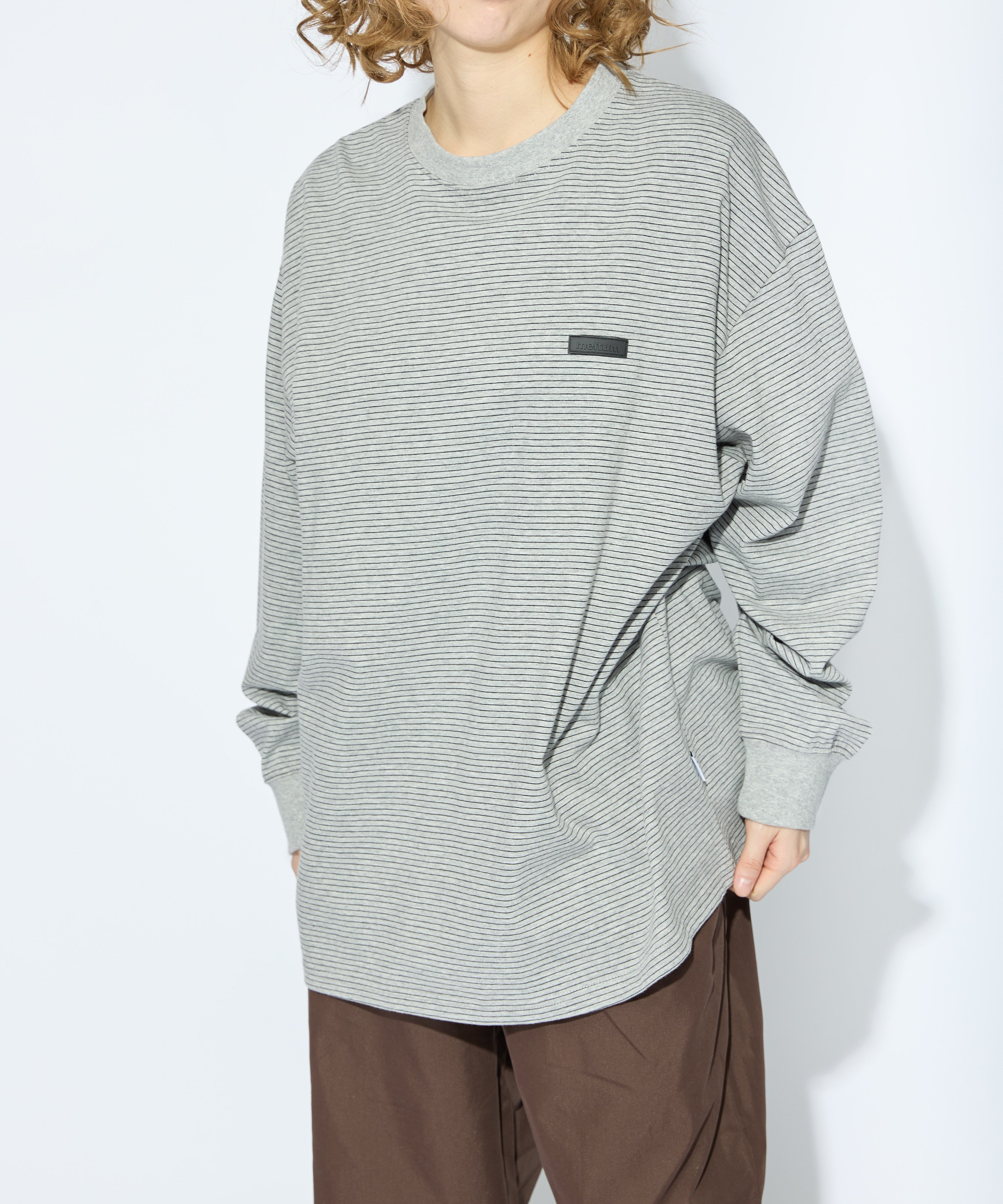 BORDER L/S T-SHIRT【GREY】