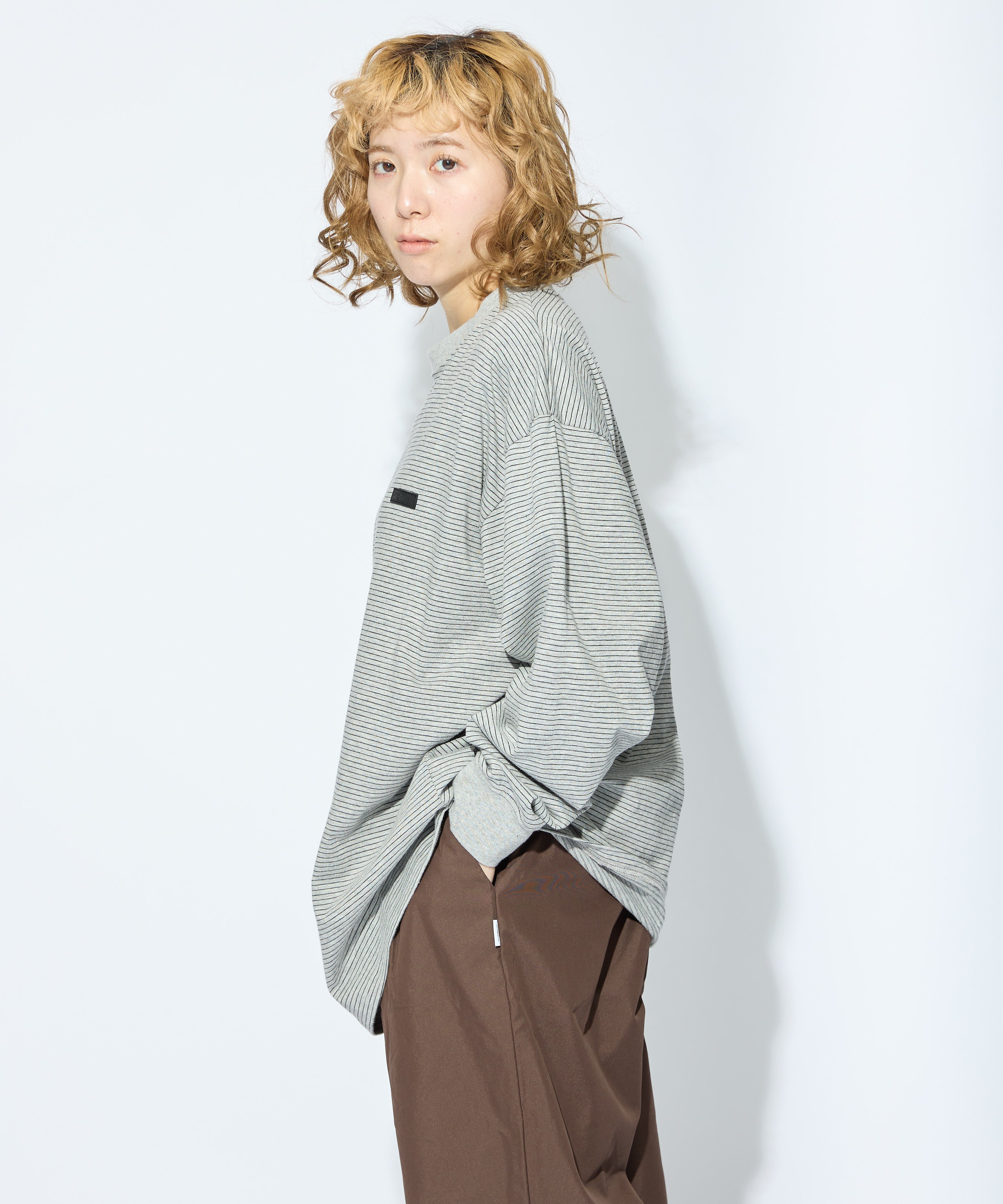 BORDER L/S T-SHIRT【GREY】