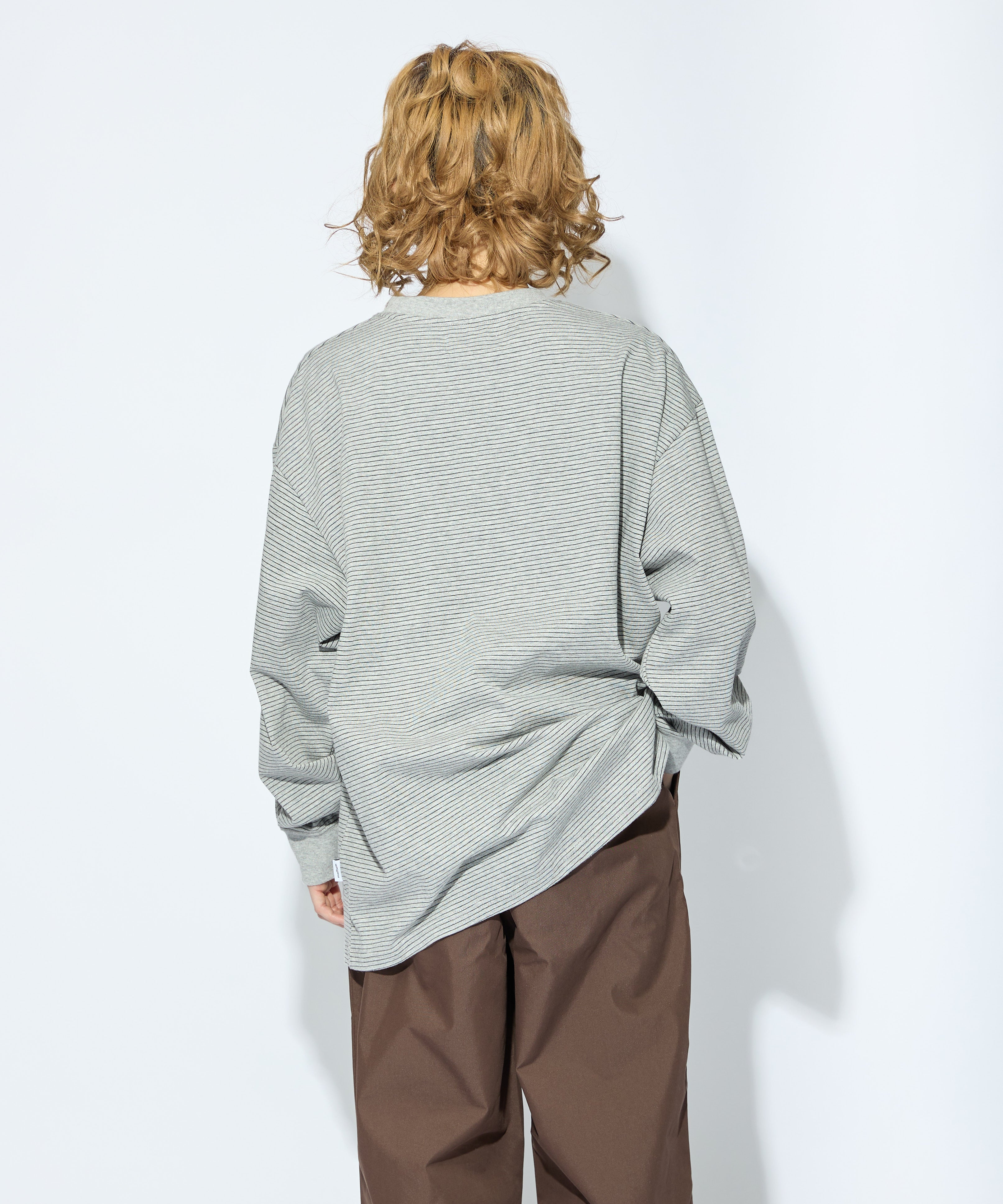 BORDER L/S T-SHIRT【GREY】