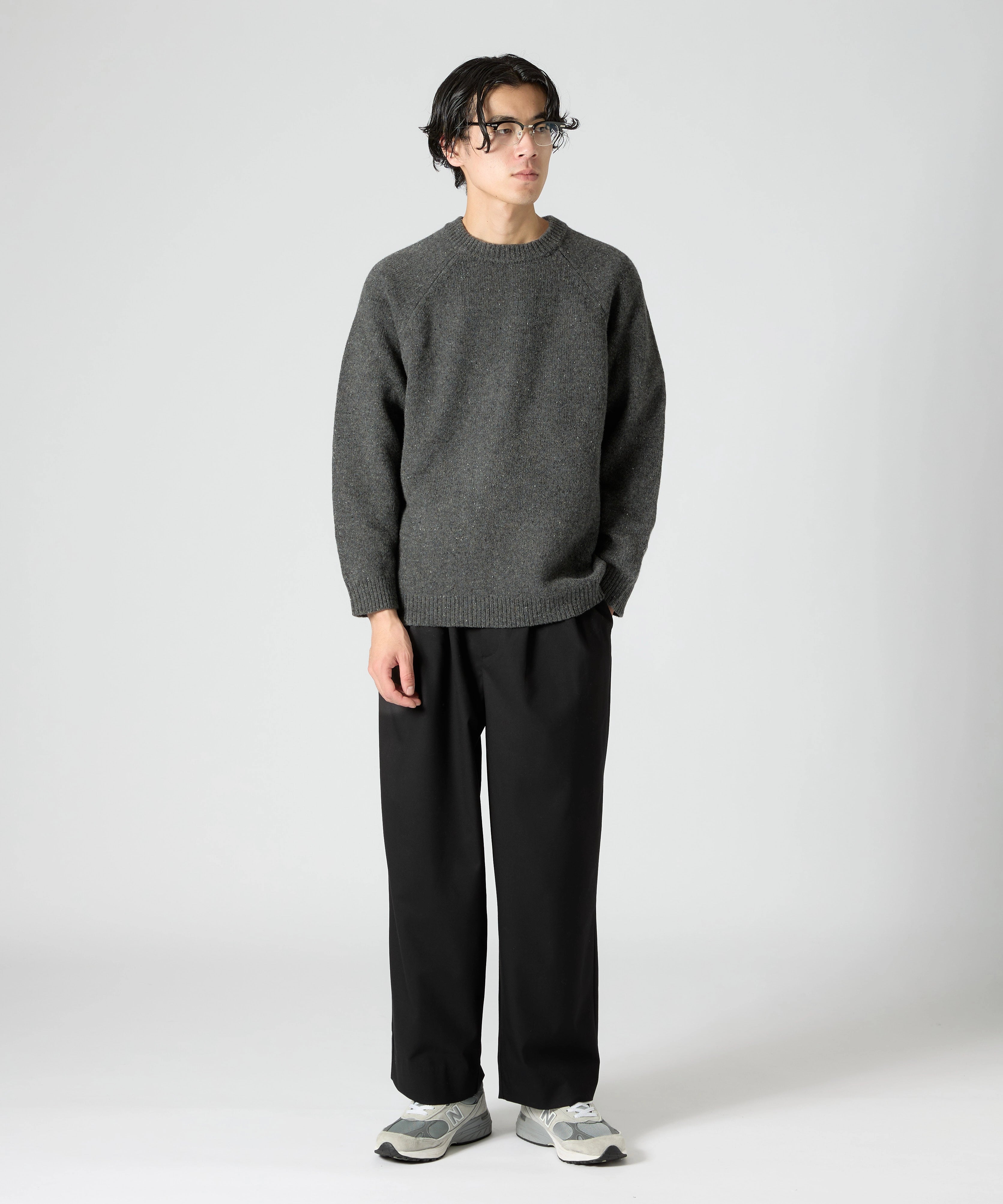 WOOL CREWNECK KNIT【CHARCOAL】