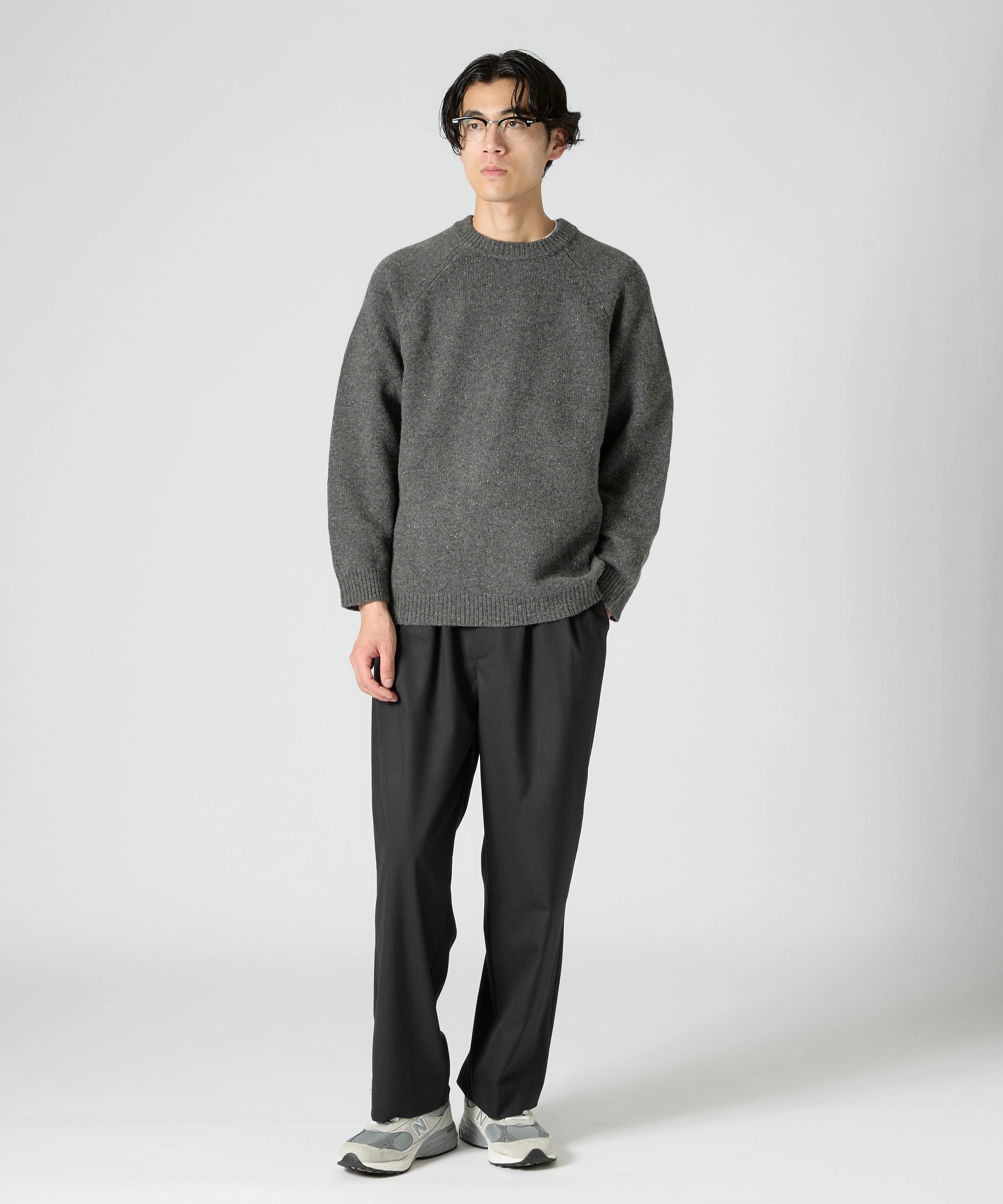 WOOL CREWNECK KNIT【CHARCOAL】