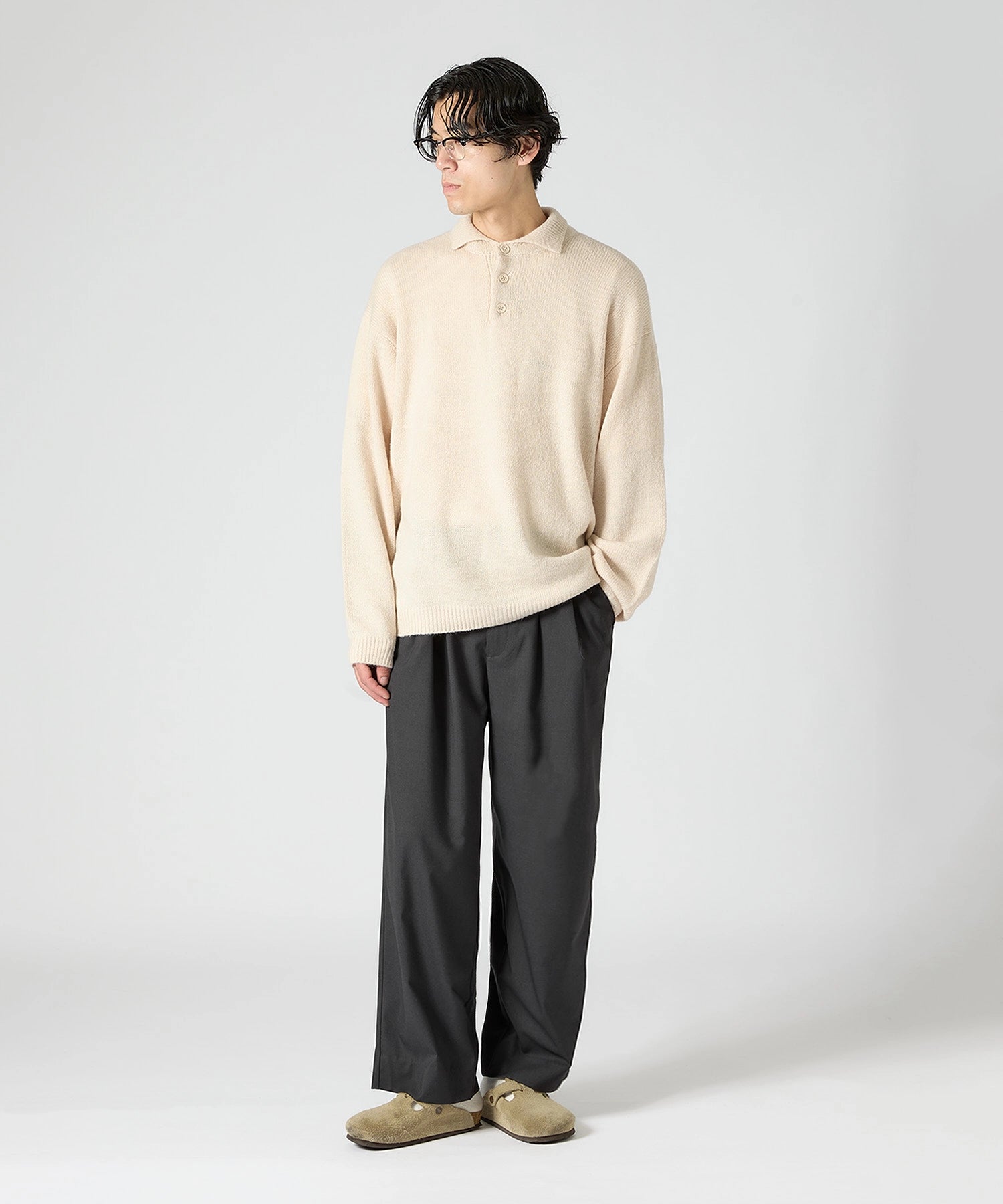 MOHAIR KNIT POLO【BEIGE】