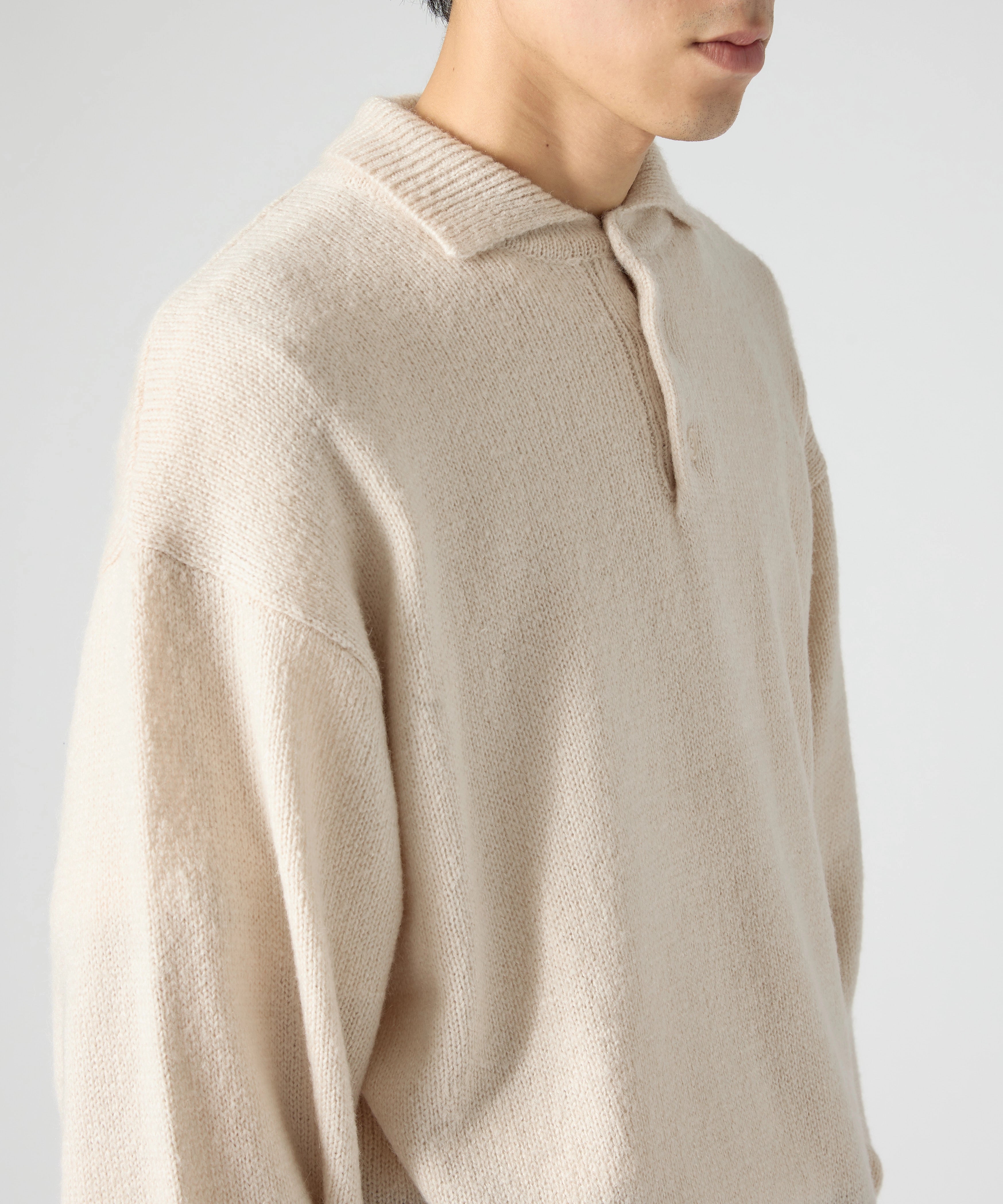 MOHAIR KNIT POLO【BEIGE】