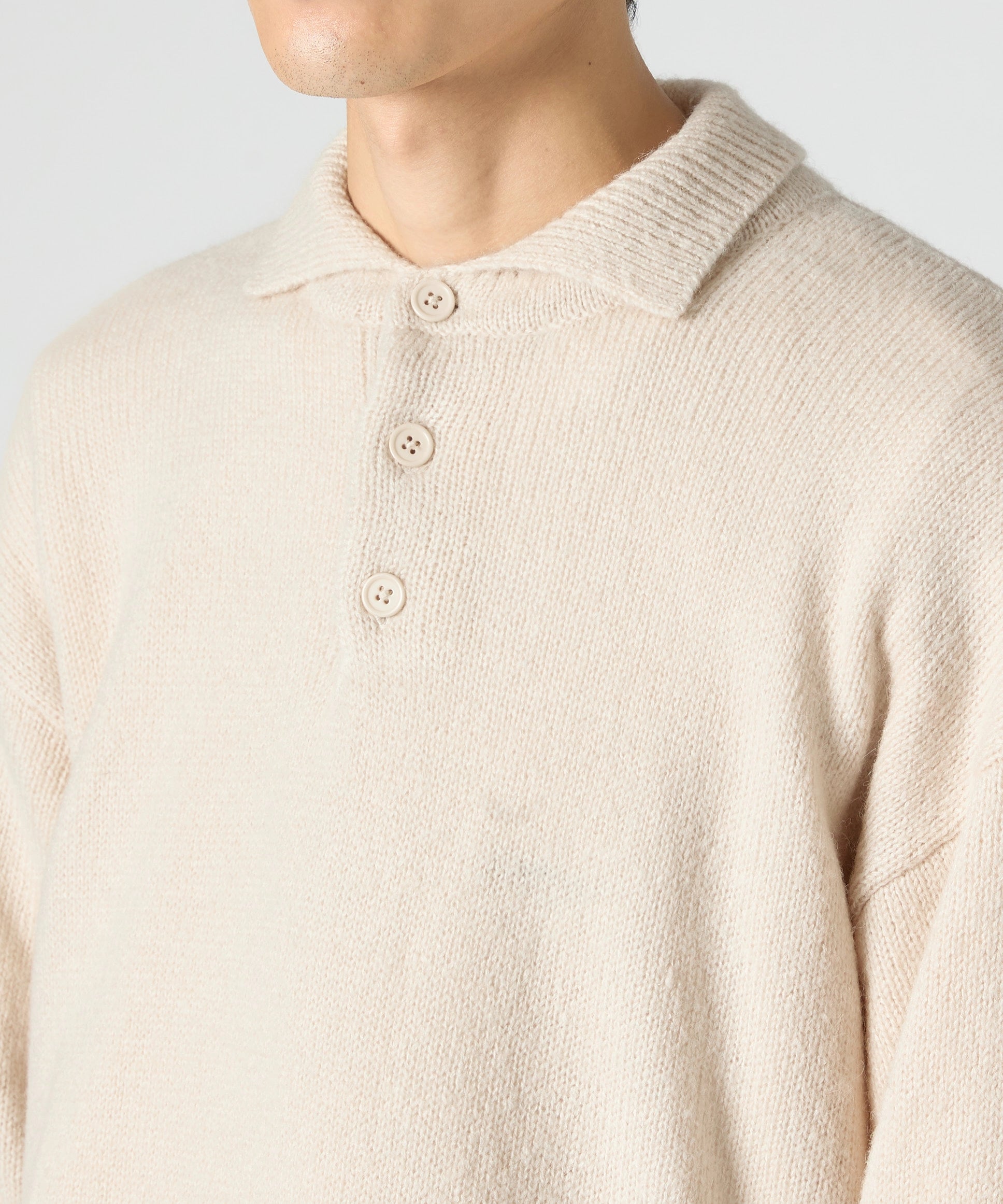 MOHAIR KNIT POLO【BEIGE】