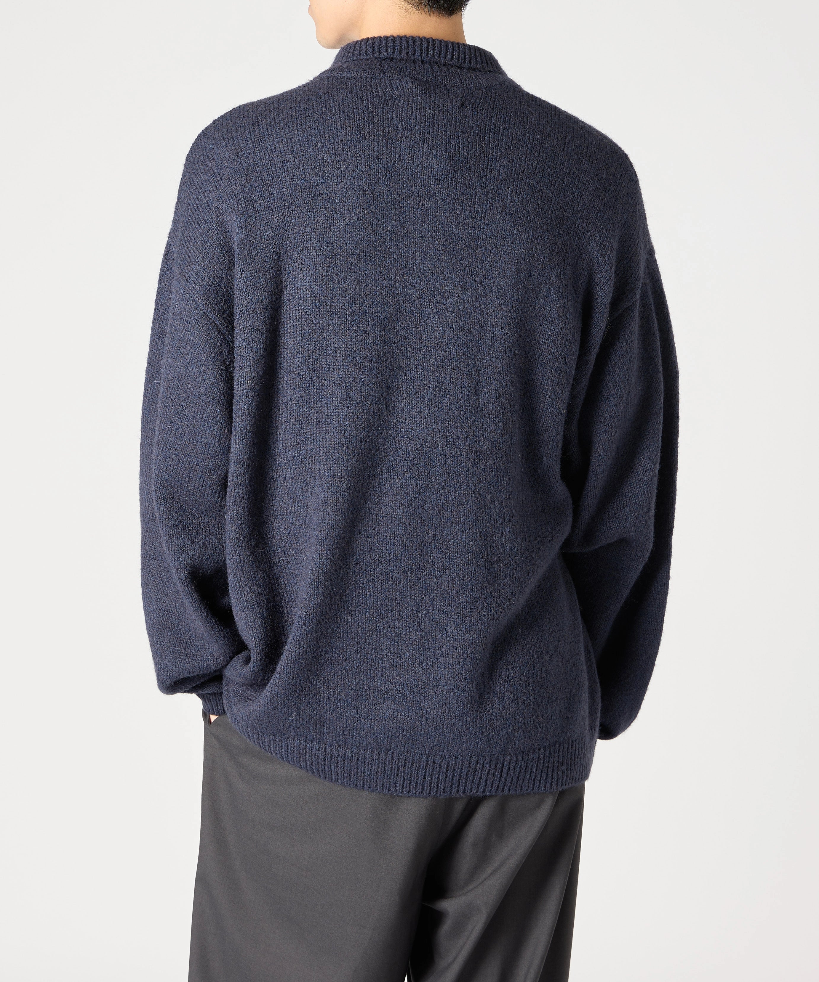 MOHAIR KNIT POLO【NAVY】