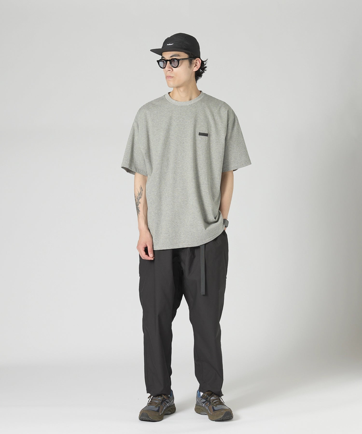 BORDER S/S T-SHIRT【GREY】