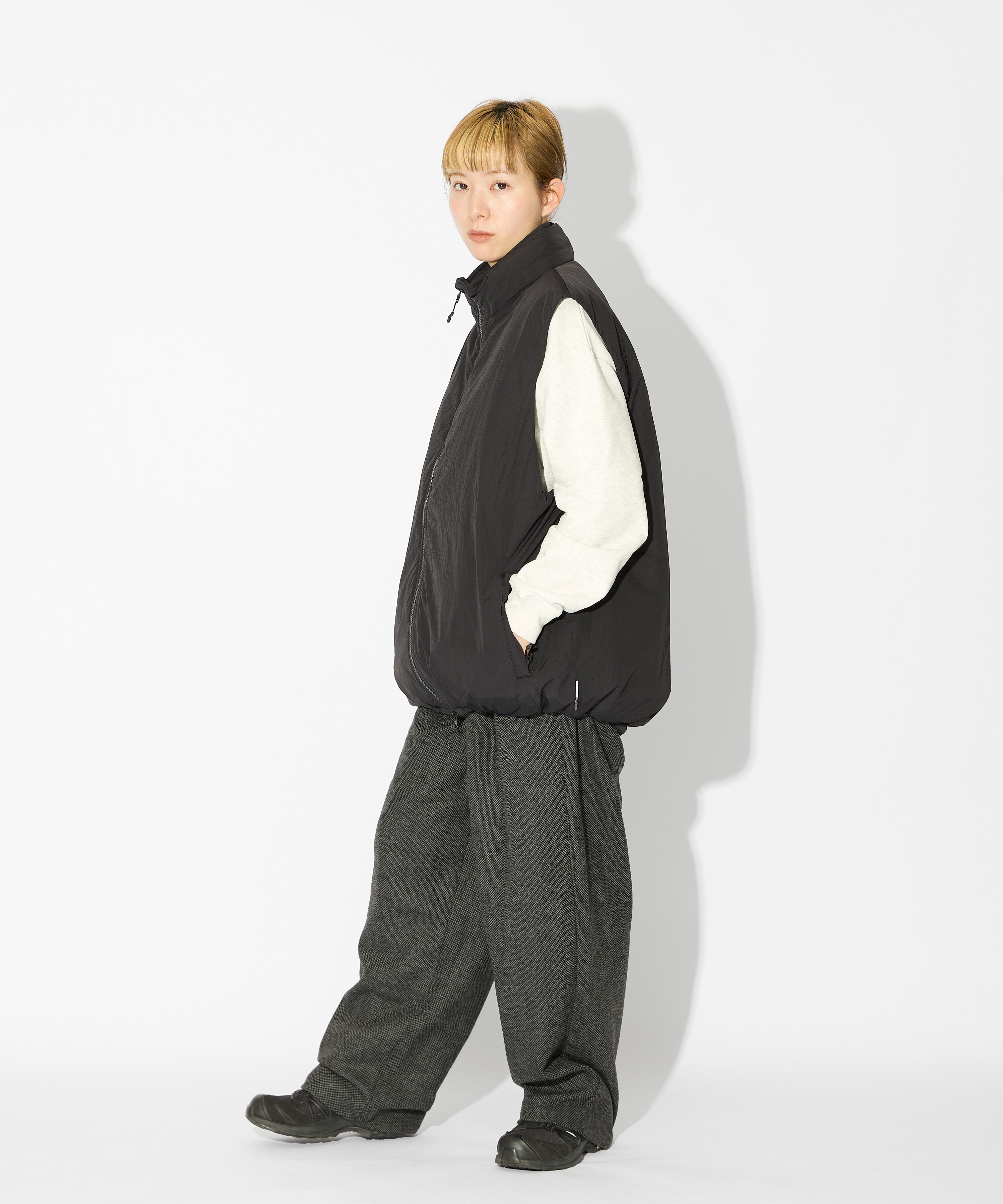 TWEED WIDE SLACKS【BLACK】