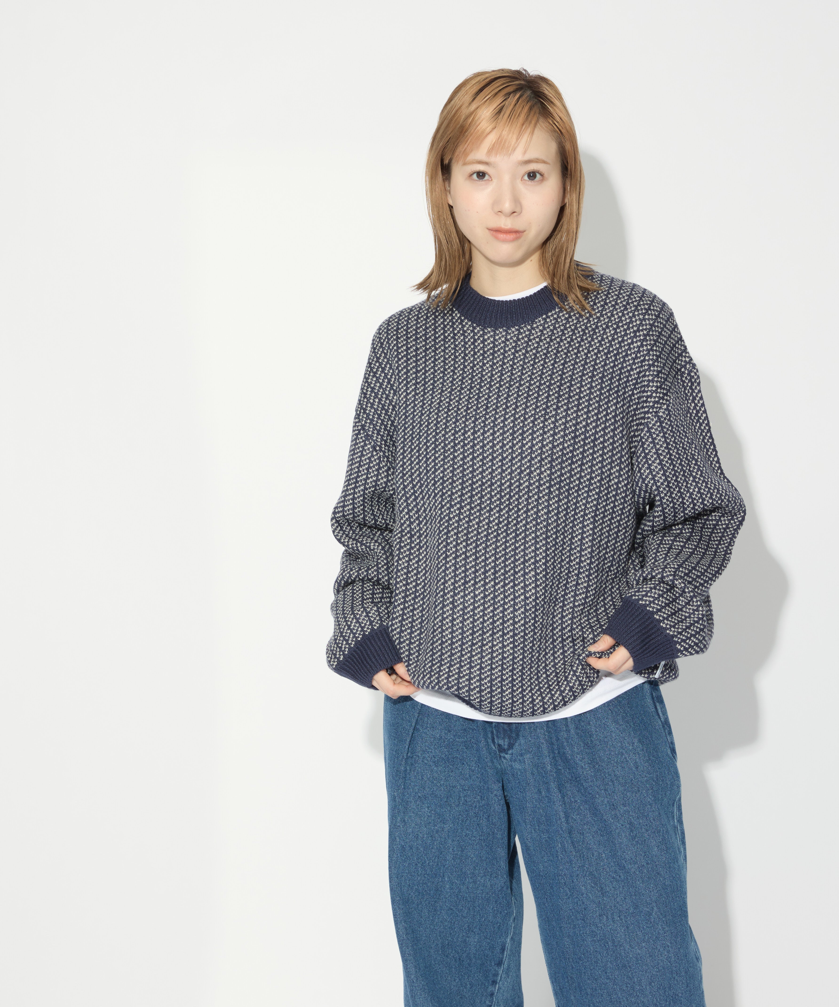 BIRDSEYE KNIT【NAVY】