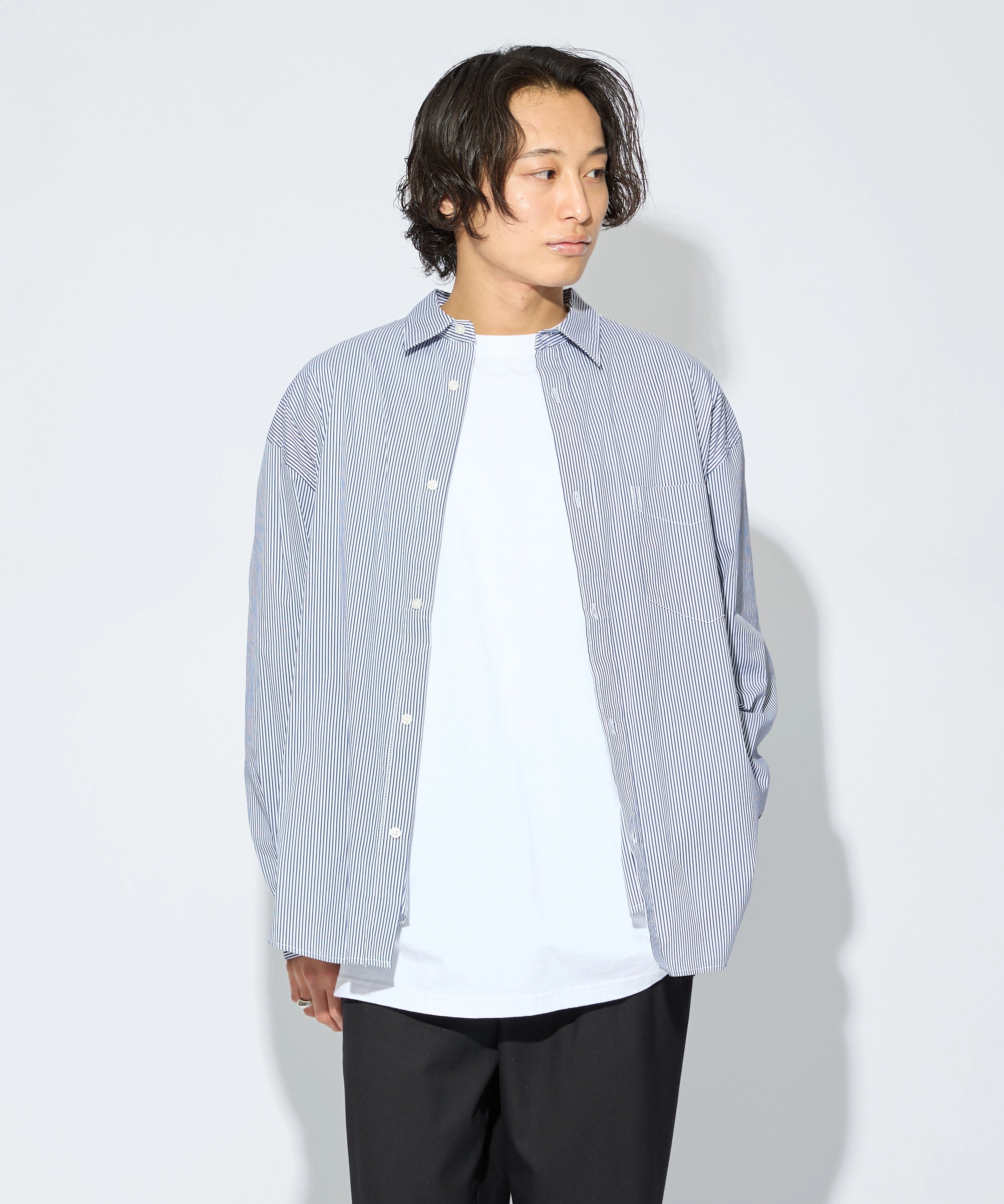 LOOSE STRIPE SHIRT L/S【NAVY】