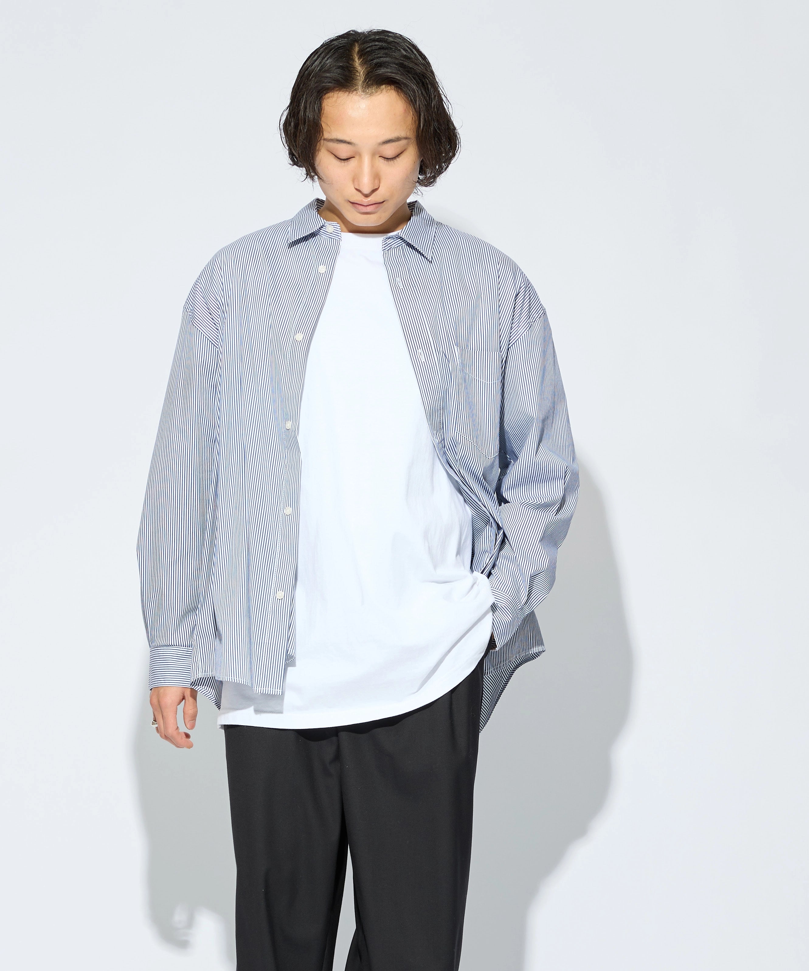 LOOSE STRIPE SHIRT L/S【NAVY】