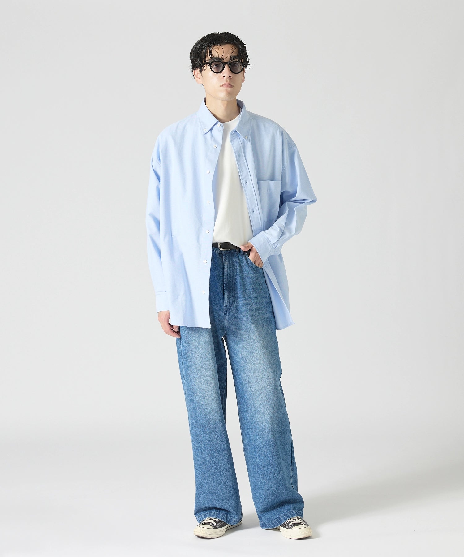 OVERSIZED B.D SHIRT【SAX】