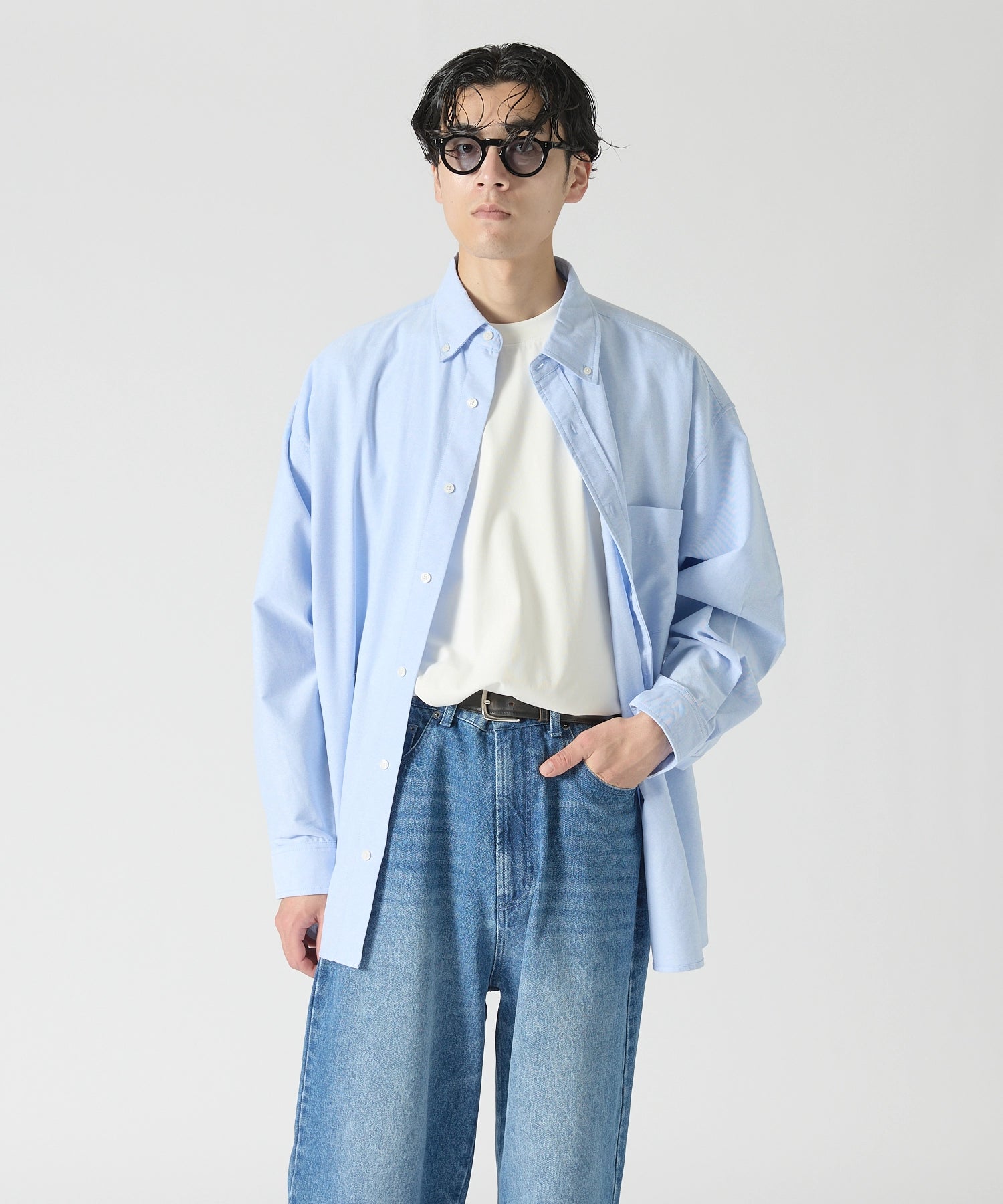 OVERSIZED B.D SHIRT【SAX】