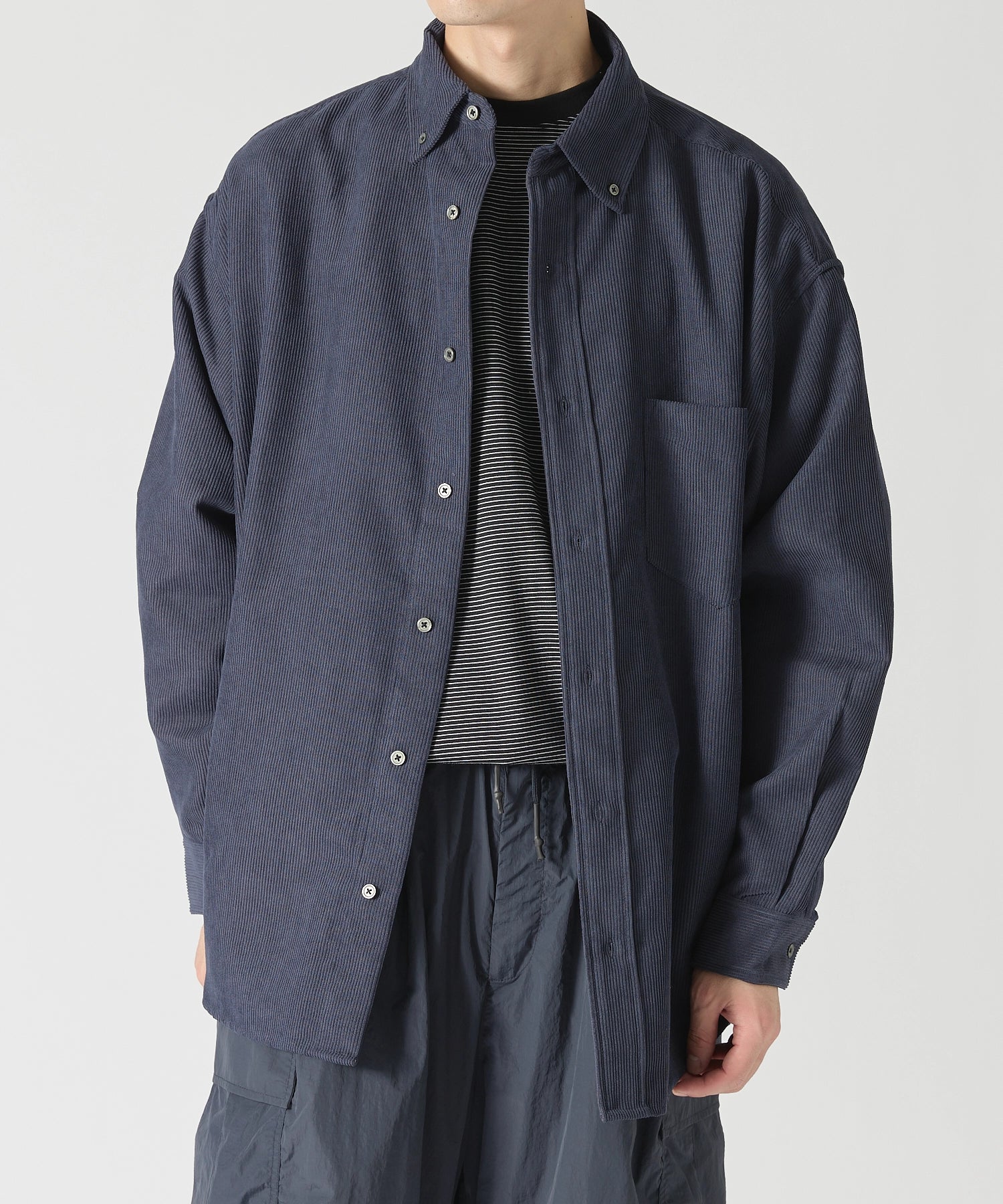 OVERSIZED CORDUROY SHIRT【NAVY】