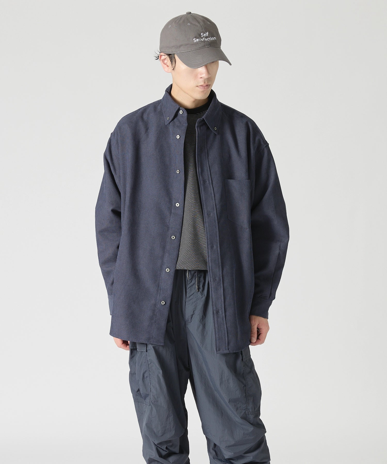 OVERSIZED CORDUROY SHIRT【NAVY】