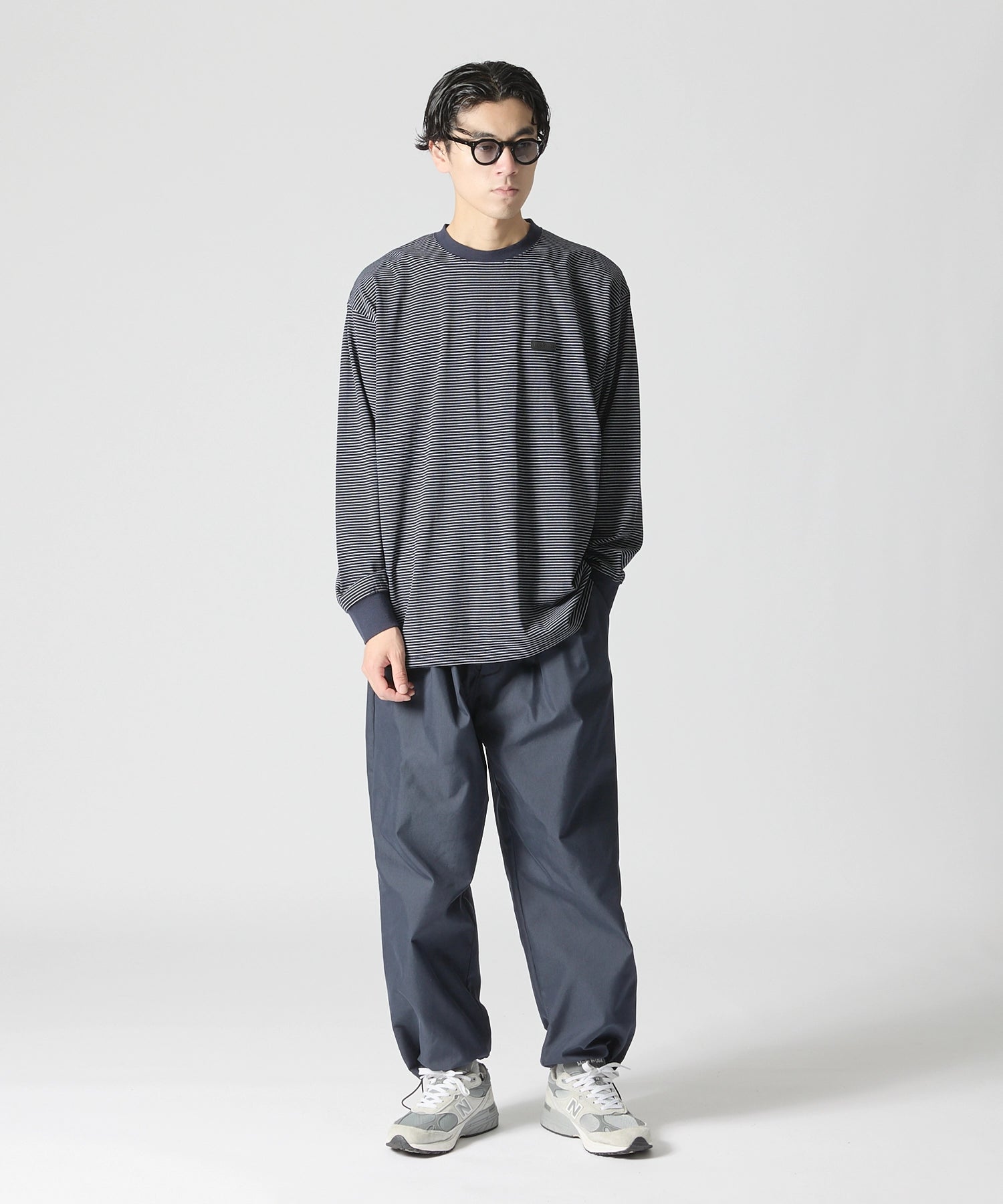 BORDER L/S T-SHIRT【NAVY】