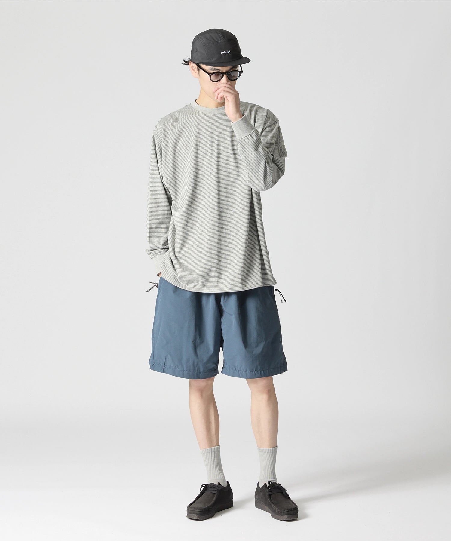 BORDER L/S T-SHIRT【GREY】