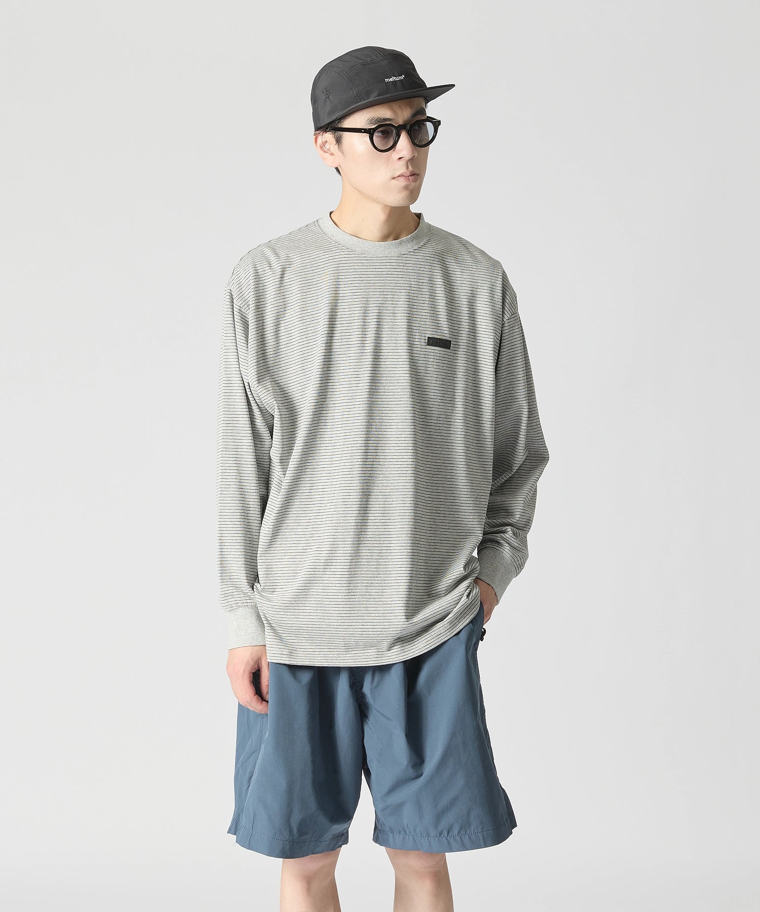 BORDER L/S T-SHIRT【GREY】